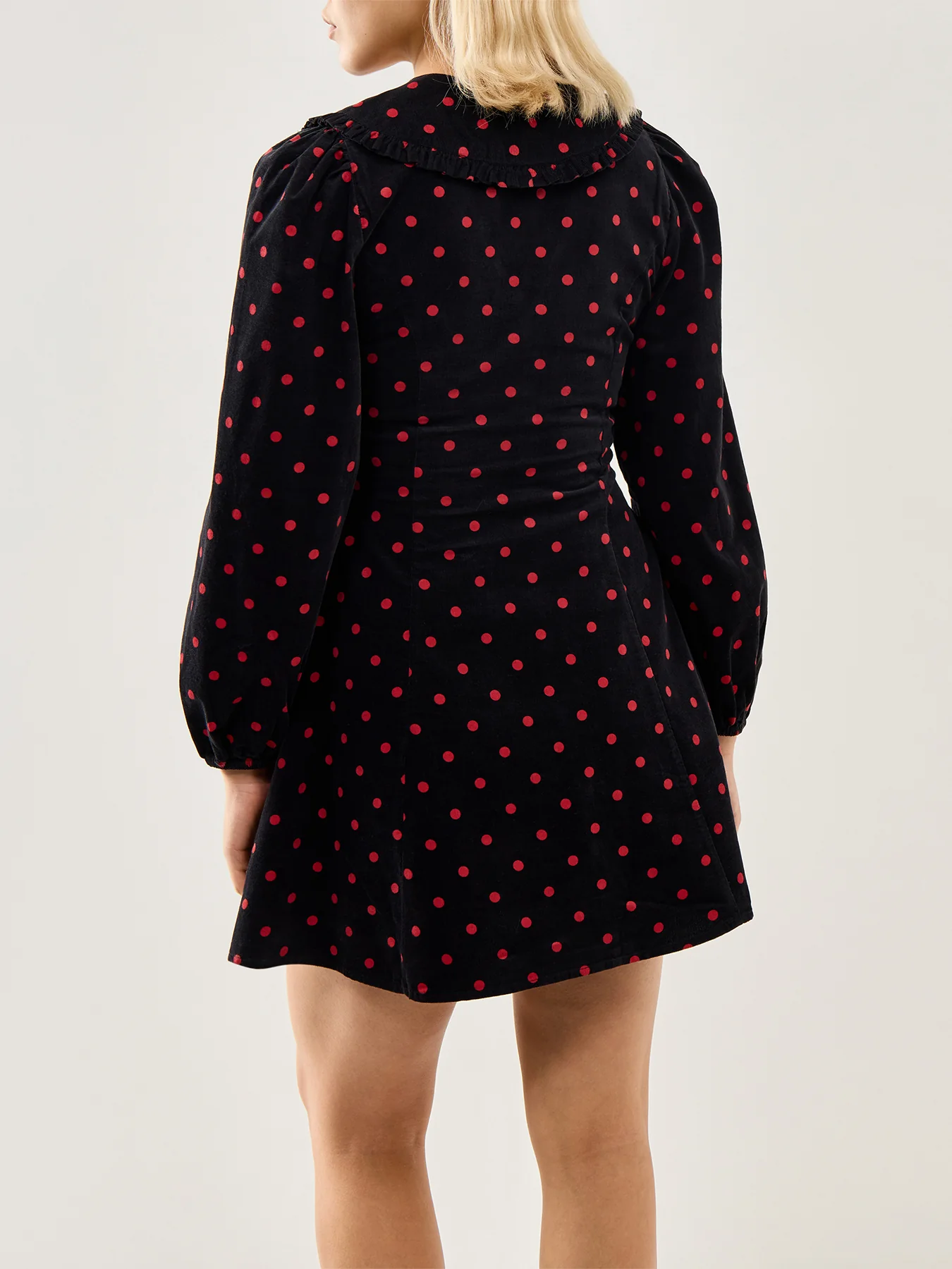 Cord Spot Mini Dress Black - Image 5