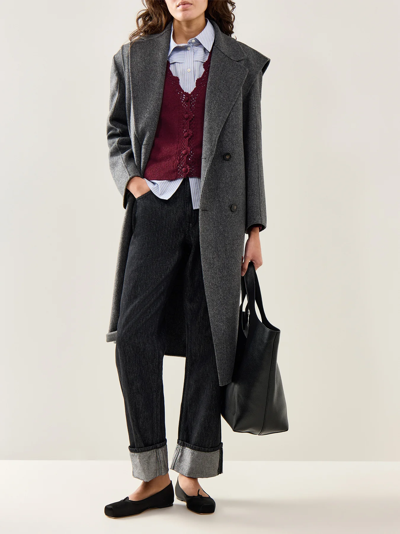 Crochet Trim Cardigan Burgundy - Image 2