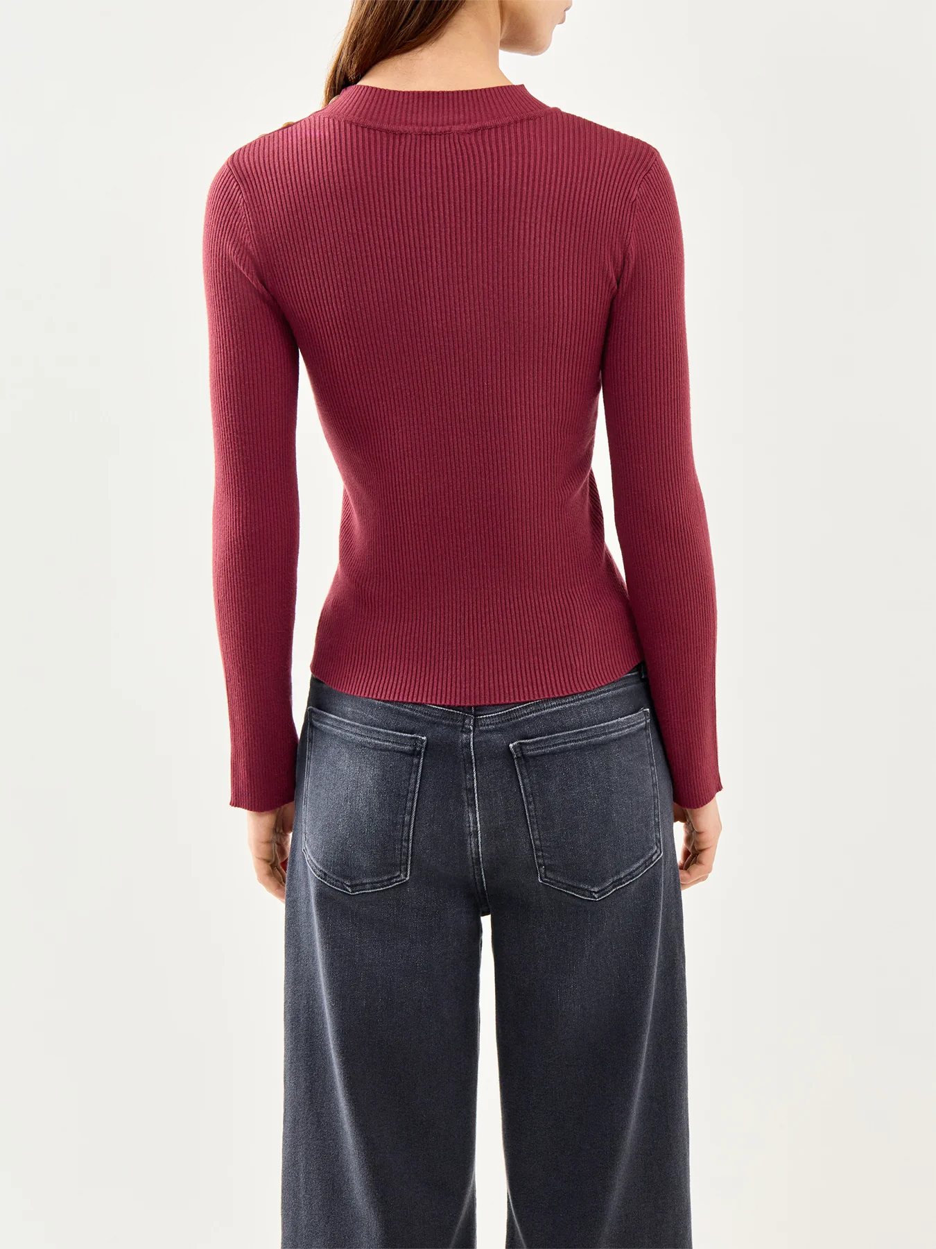 Side Neck Button Nightwear Top Burgundy - Image 5