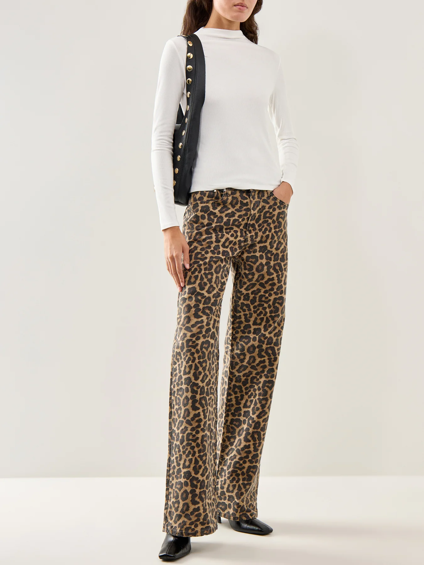 Ribbed Grown-On Neck Top White - Image 2