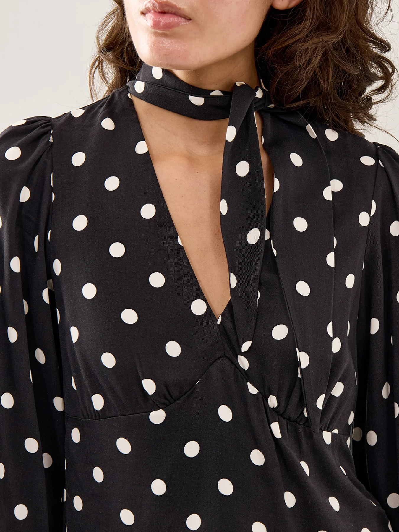 Neck Tie Detail Blouse Navy - Image 3