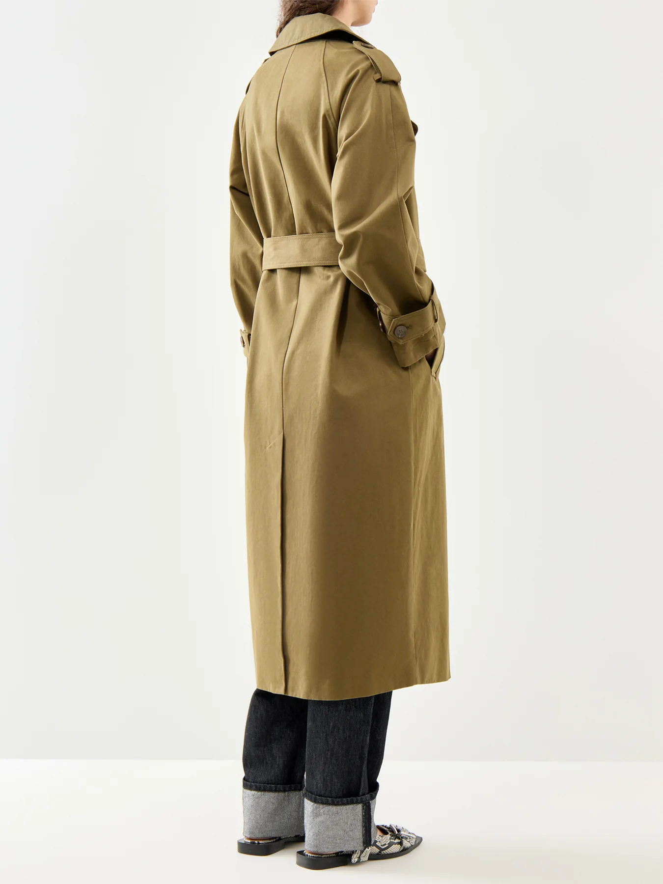 Okasan Trench Coat Green - Image 5