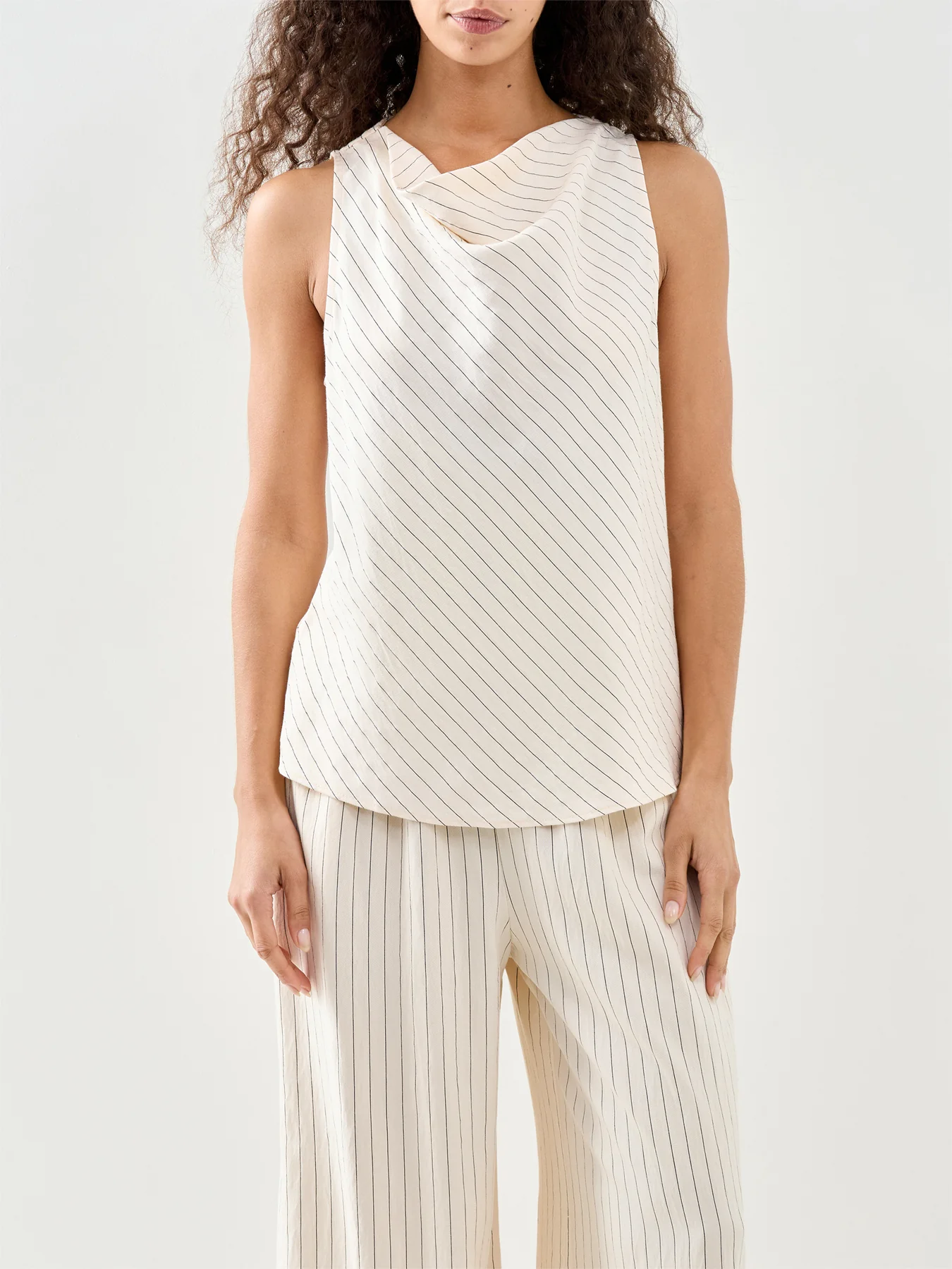 Ribe Draped Sleeveless Top Cream - Image 4