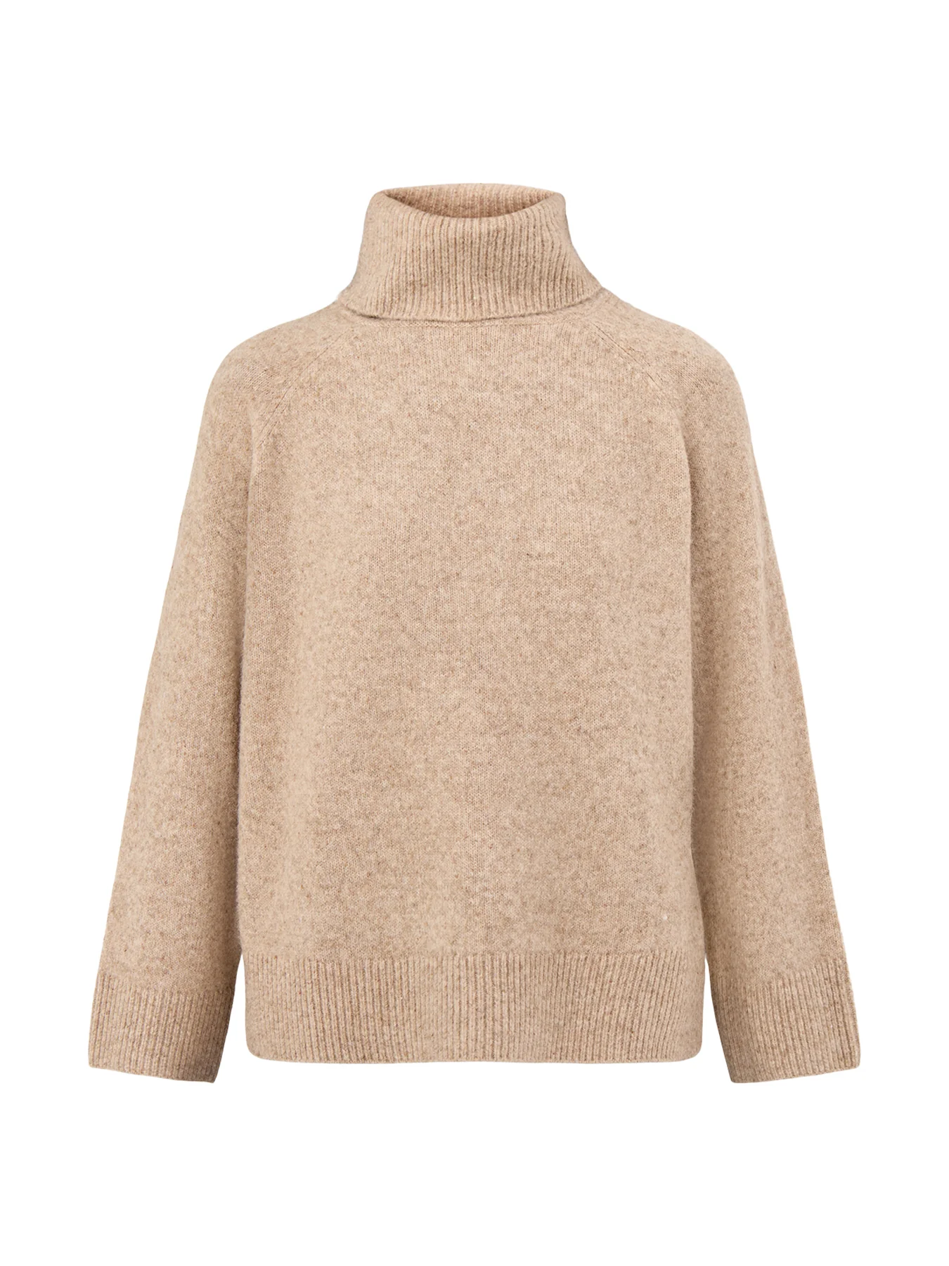 Roll Neck Jumper Relaxed Fit Beige