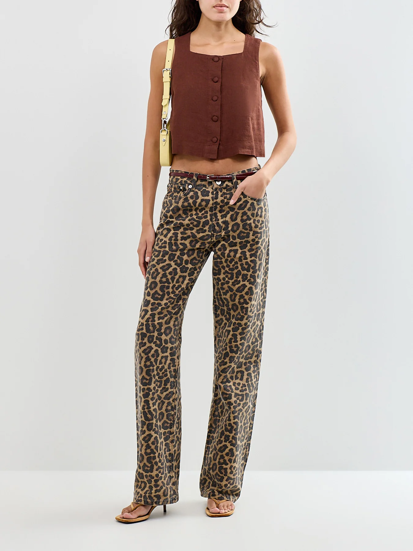 Sammie Button Front Tank Brown - Image 2