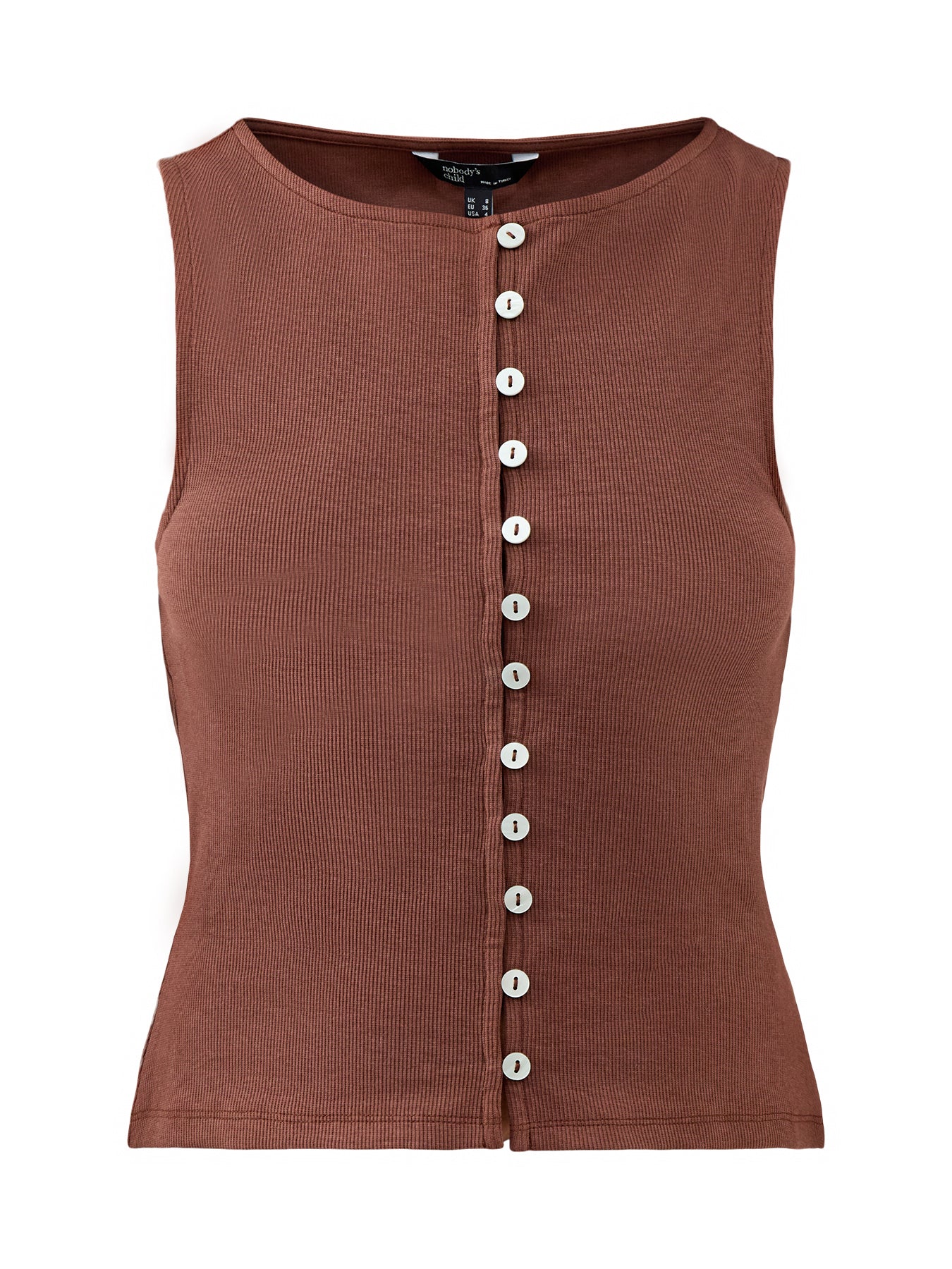 Slash Neck Cropped Waistcoat Brown