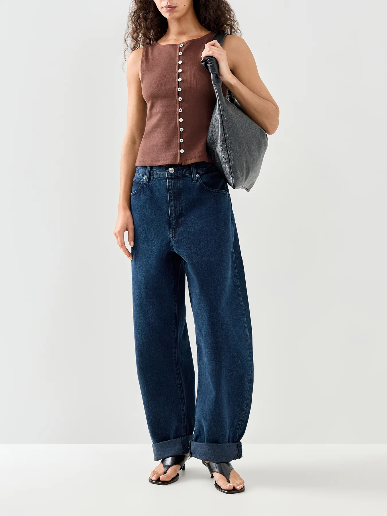 Slash Neck Cropped Waistcoat Brown - Image 2