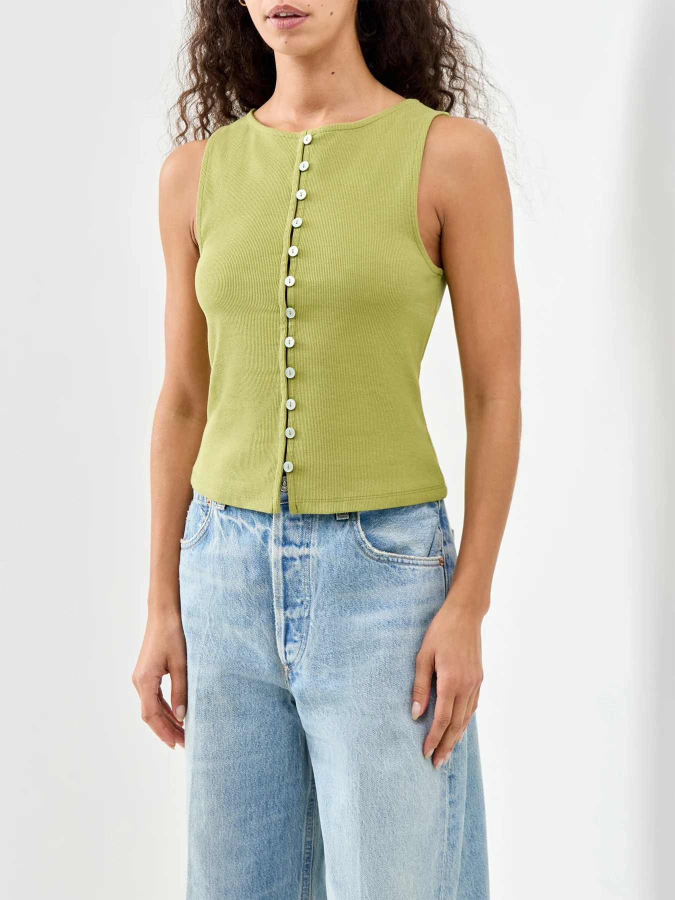 Slash Neck Cropped Waistcoat Green - Image 4