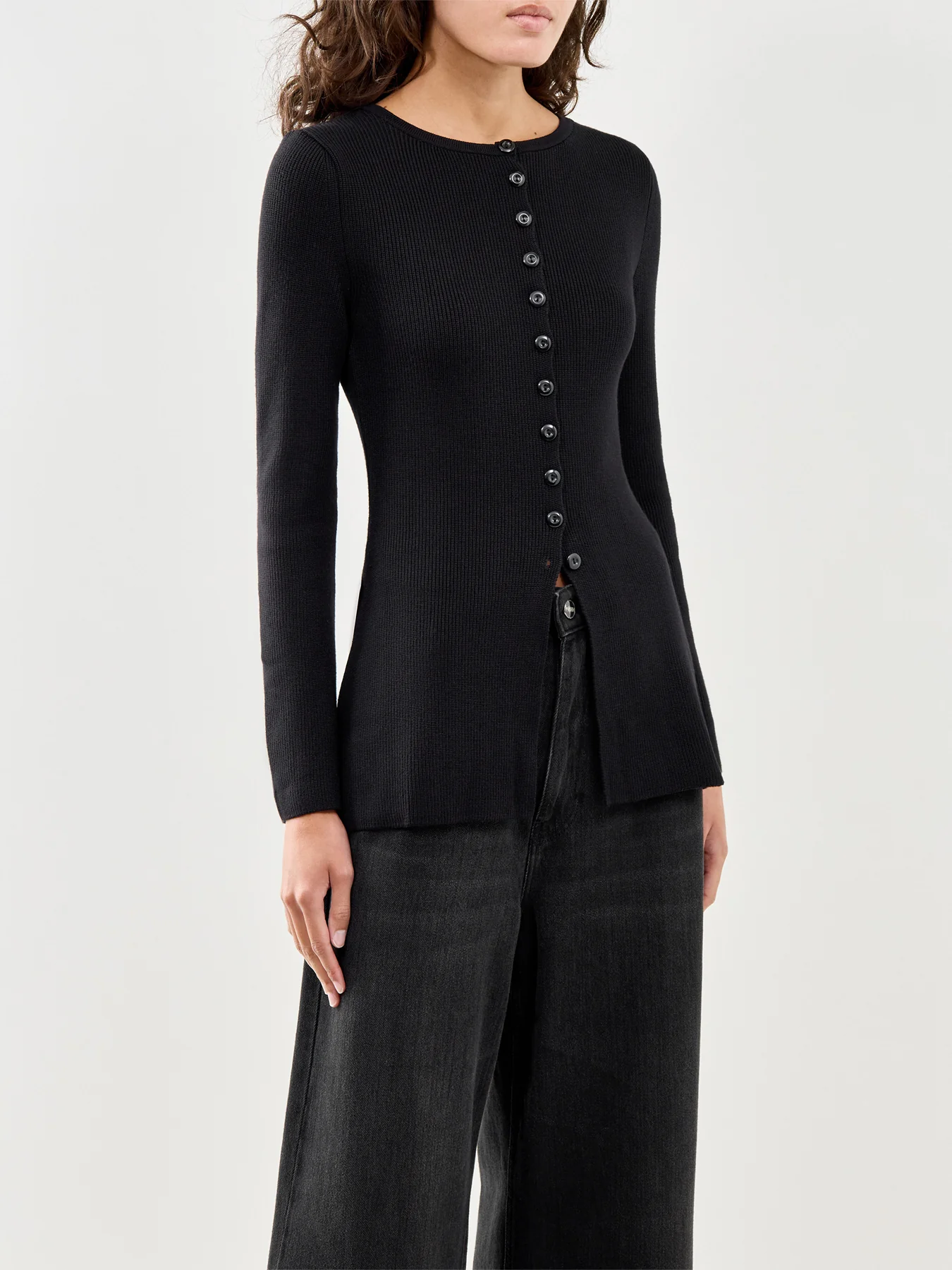 Waisted Long Line Cardigan Black - Image 4