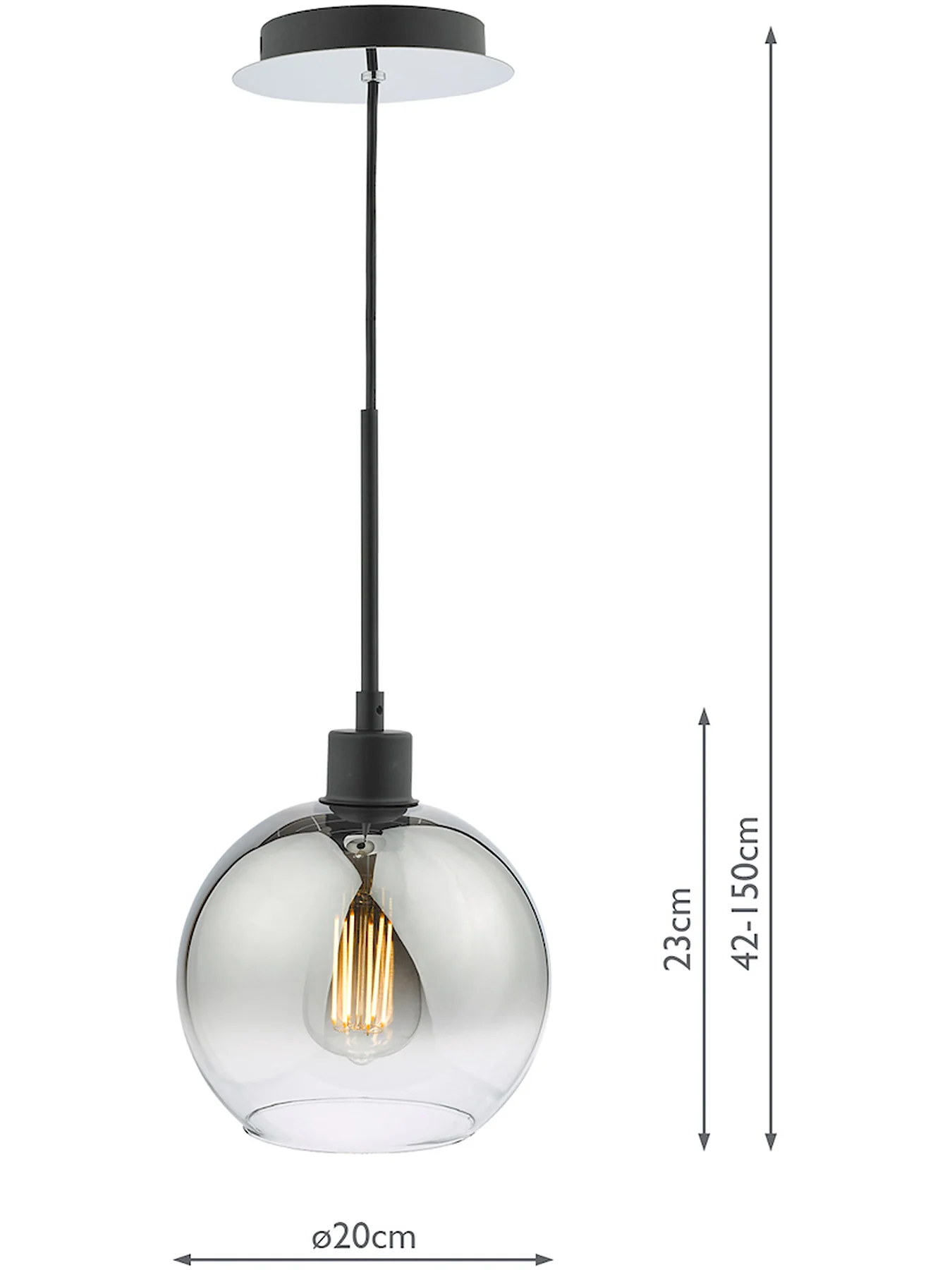 Lycia Ombre Glass Single Pendant Light Black - Image 5