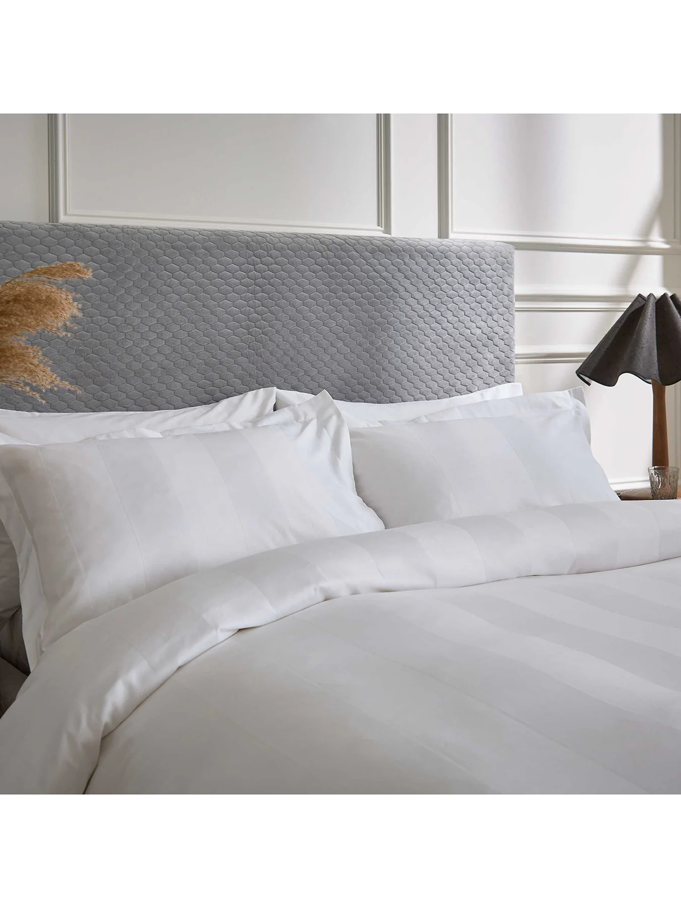 Serra Dobby Stripe Bedding Cover Set White - Image 3