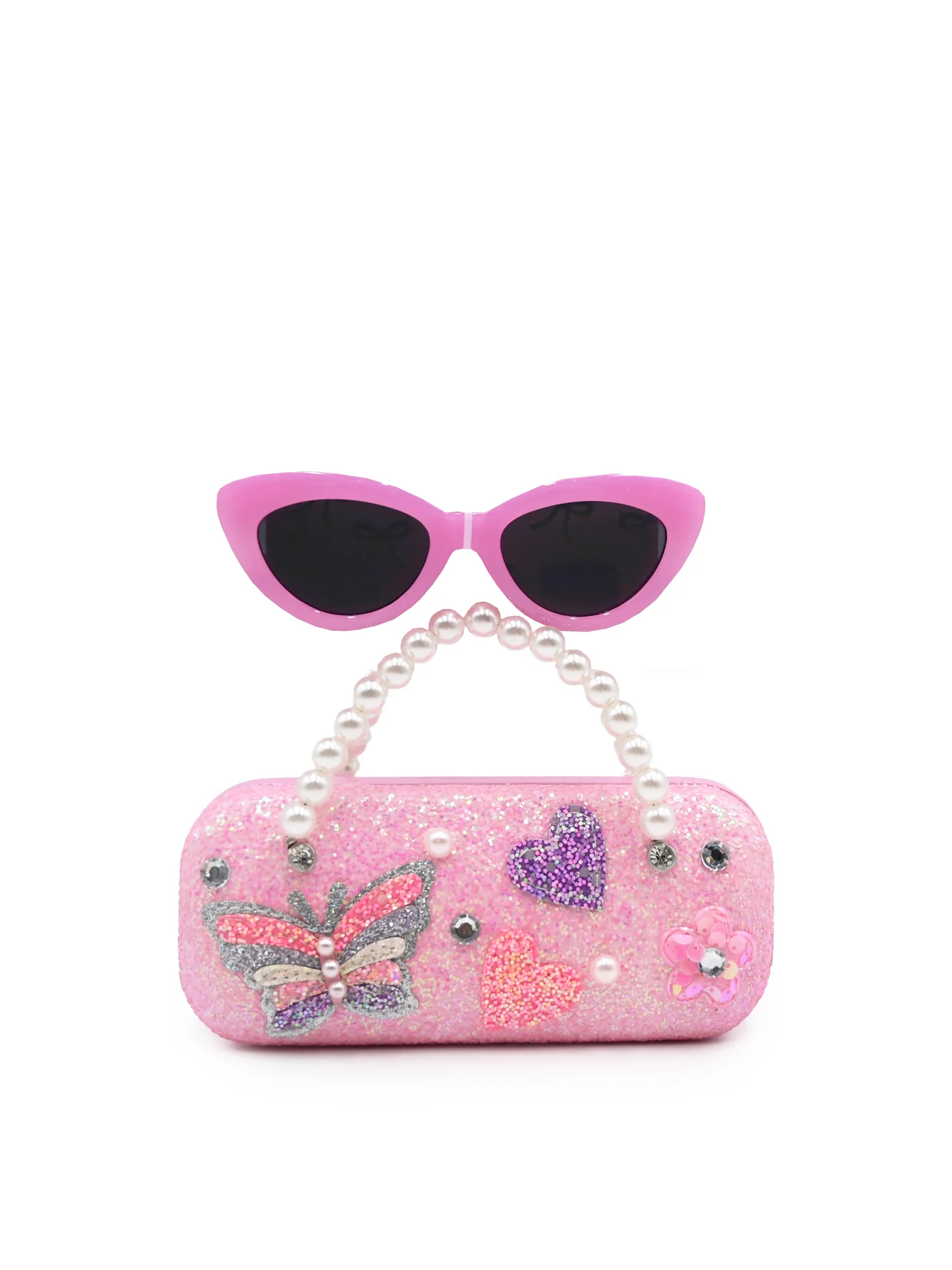 Kids' Butterfly Glitter Case And Sunglasses Set Multi