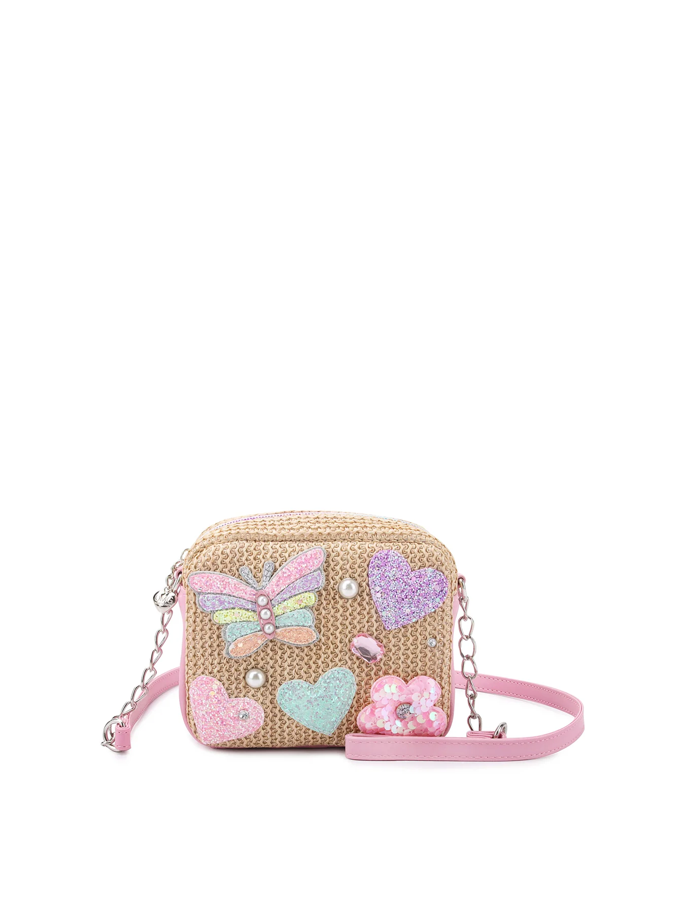 Kids' Butterfly Straw Crossbody Bag Multi