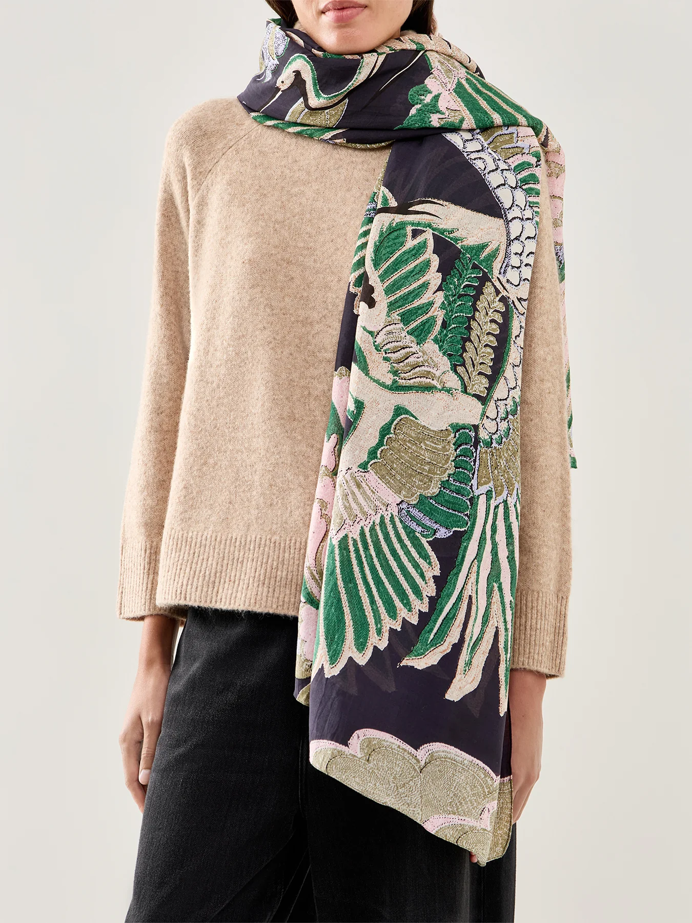 Crane Emerald Wool Scarf - Image 2