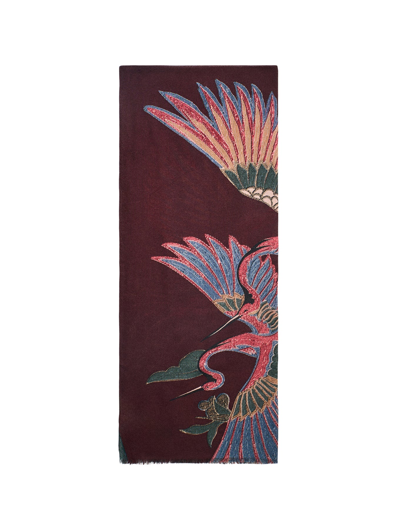 Crane Plum Wool Scarf