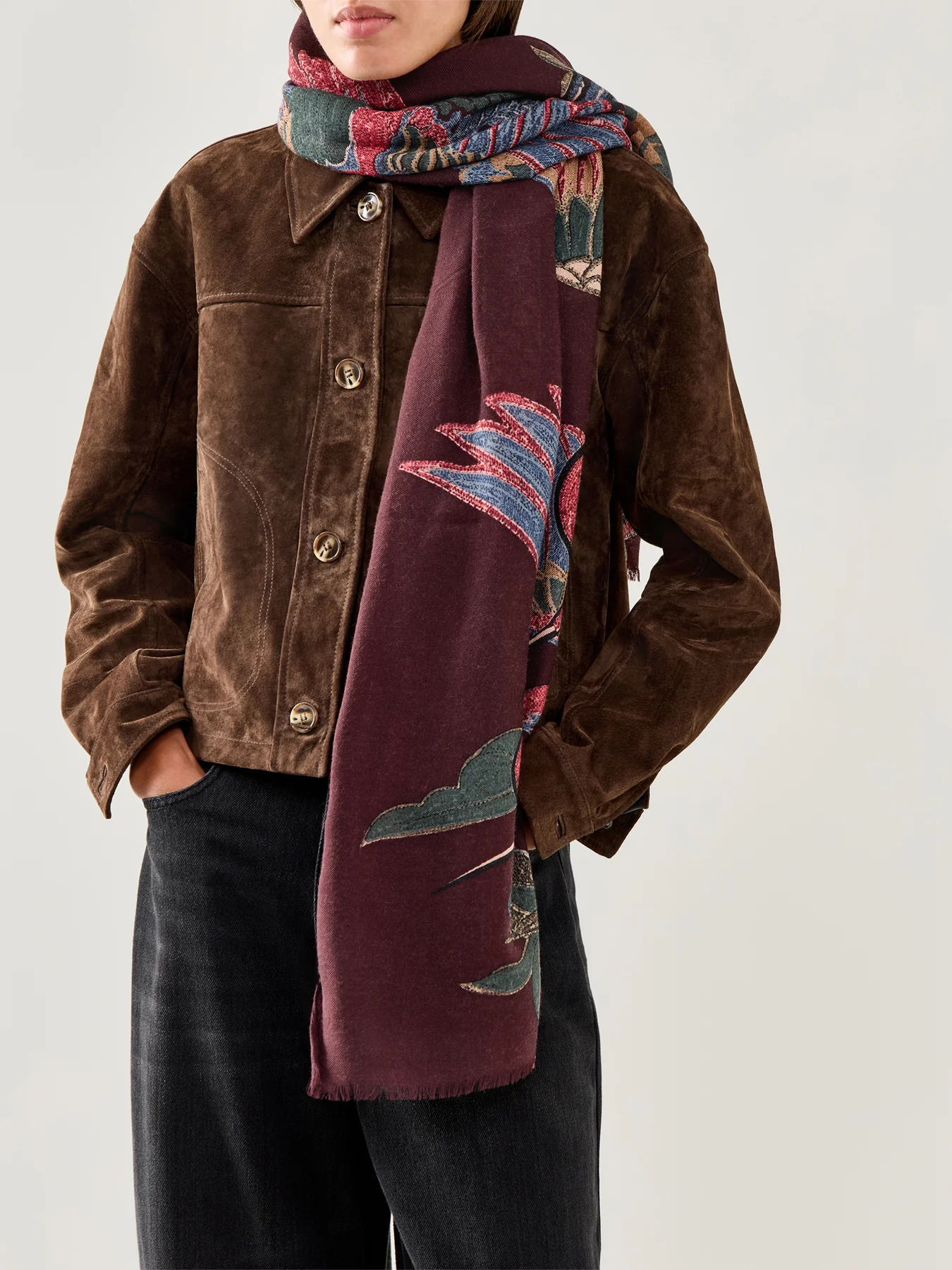 Crane Plum Wool Scarf - Image 2