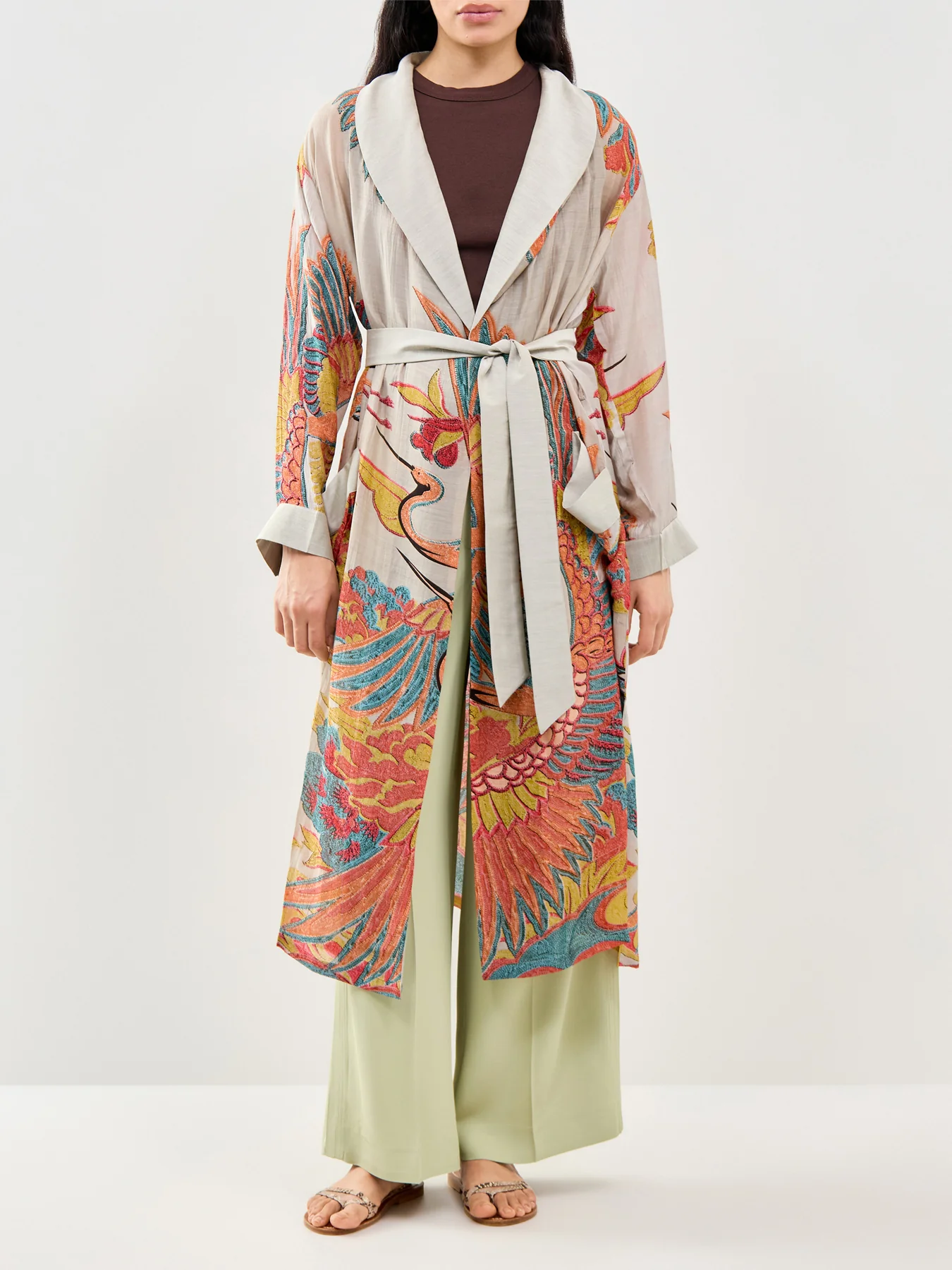 Crane Print Gown Grey - Image 2