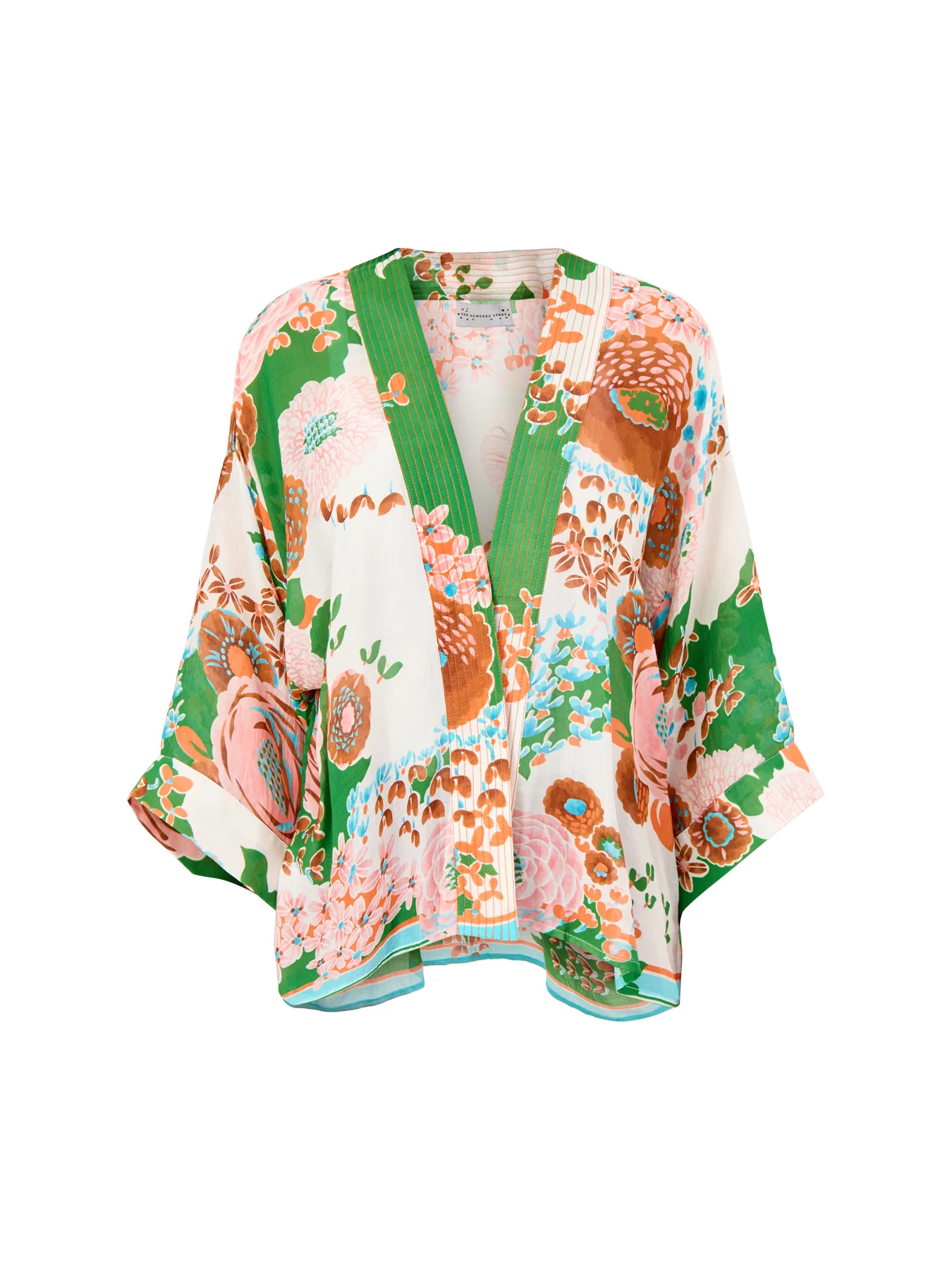 Kitsch Bouquet Print Kimono Green