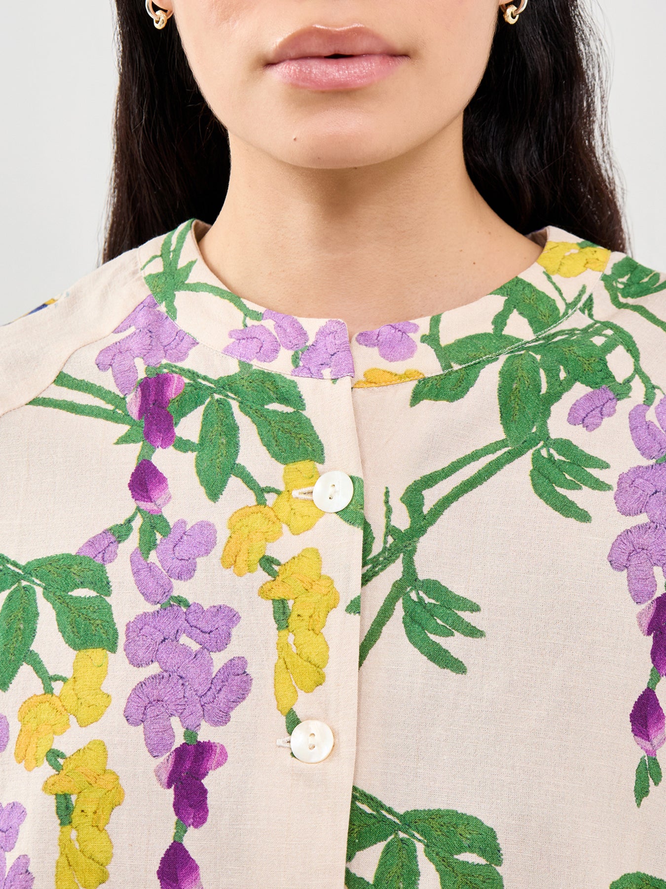 Wisteria Print Shirt Lilac - Image 3