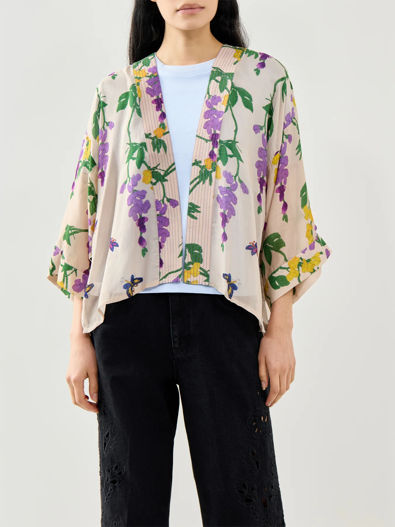 Wisteria Lilac Short Kimono Lilac - Image 4