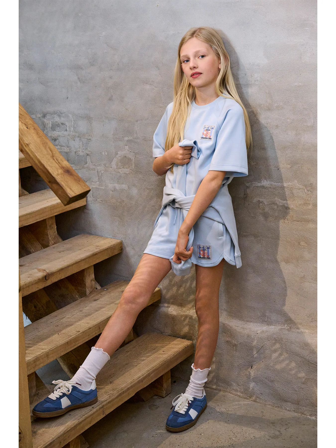 Kids' Short Sleeve Loose Top Blue - Image 2