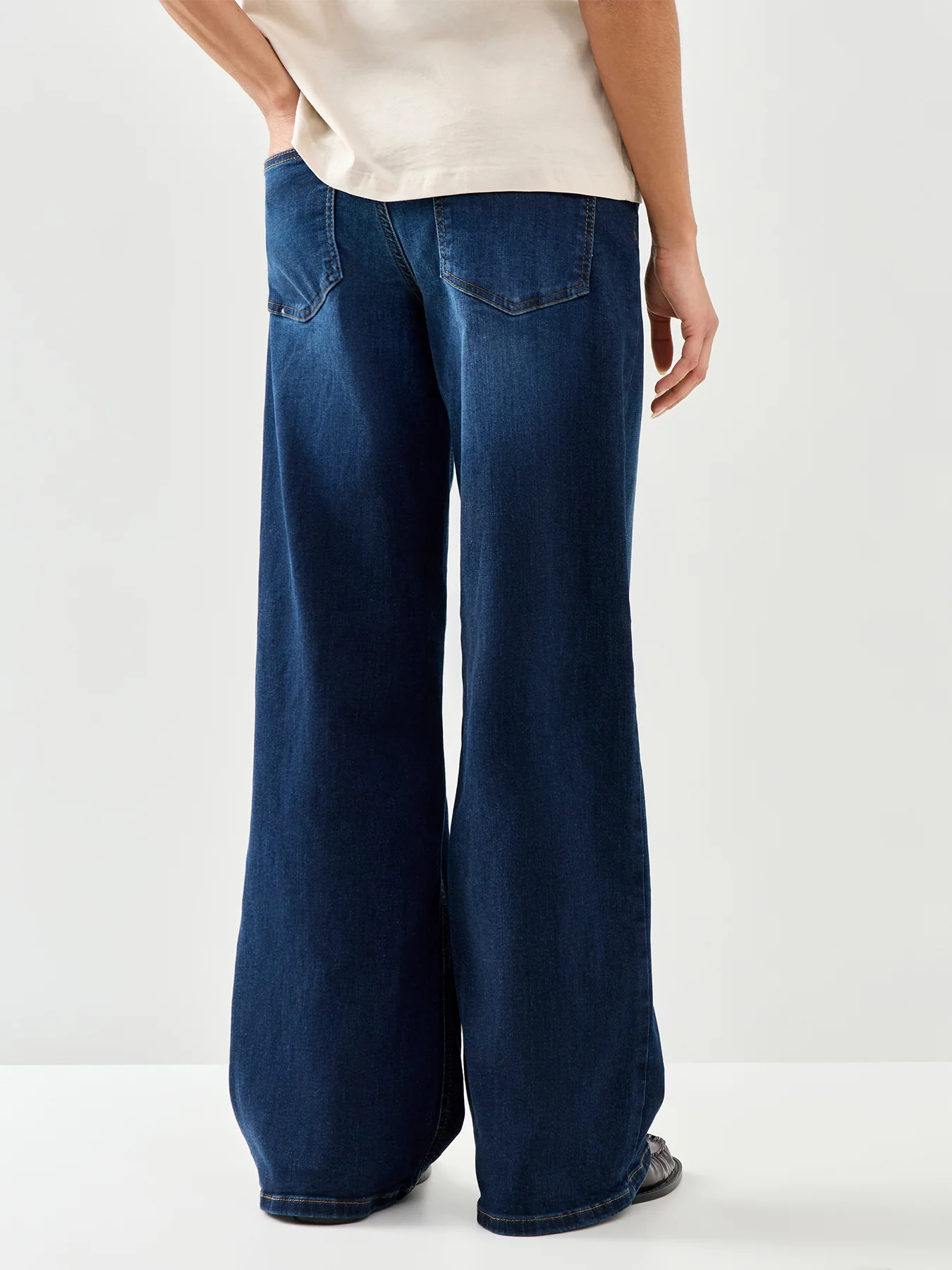 Madison High Waist Wide Leg Jeans 32 Inch Dark Blue - Image 5