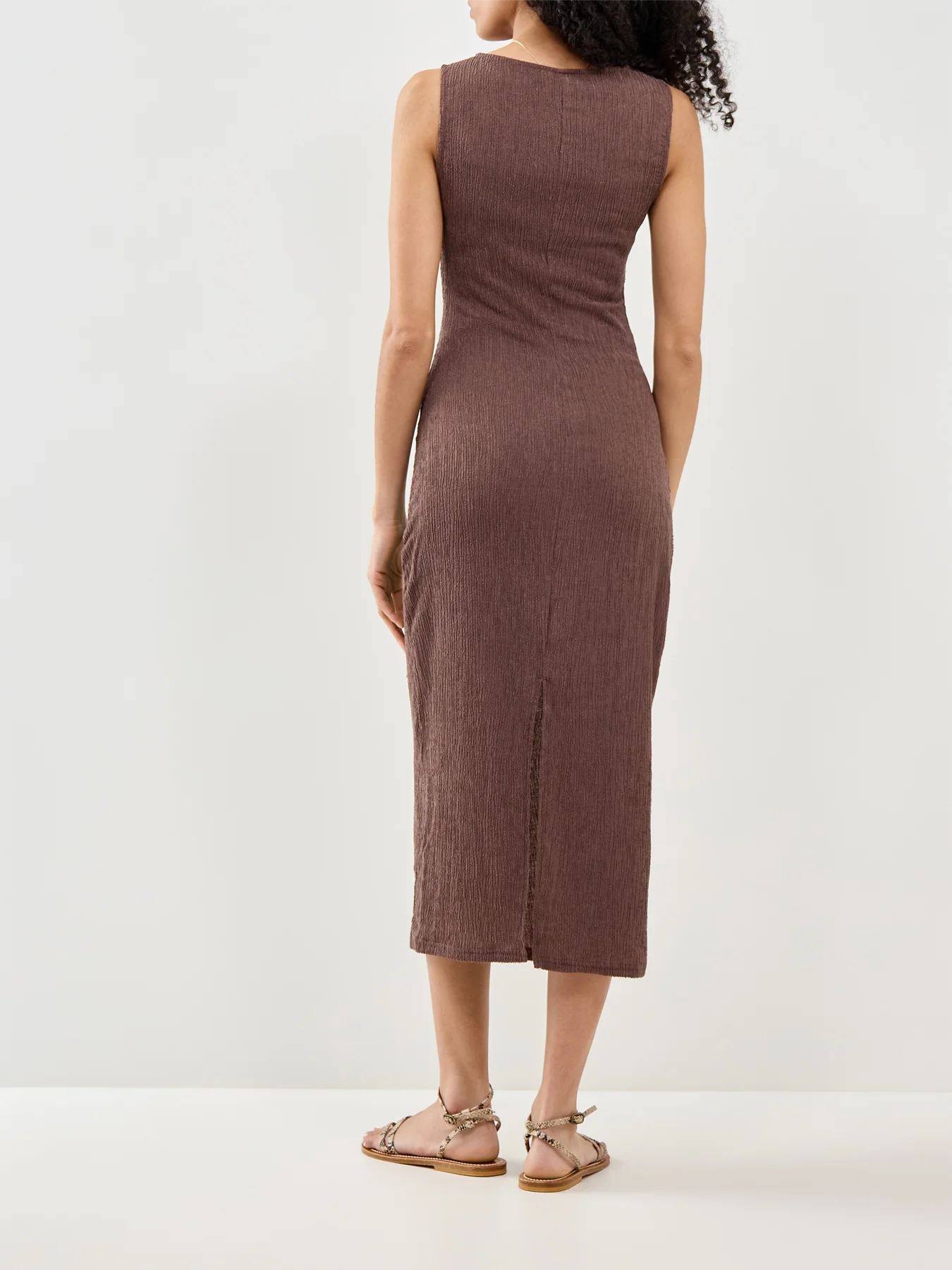 Ava Sleeveless Midi Dress Brown - Image 5