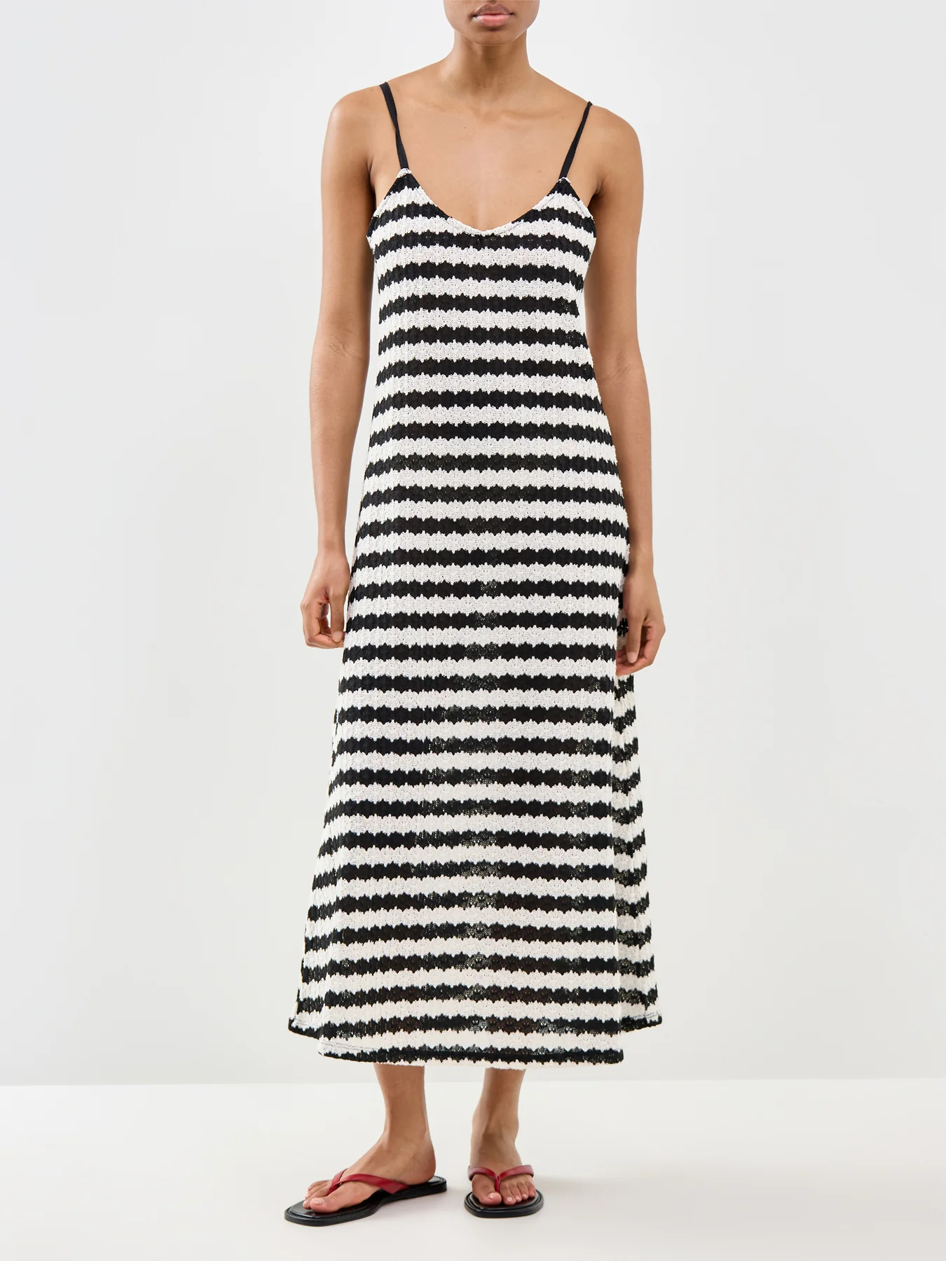 Evara Sleeveless Stripe Midi Dress Print - Image 4
