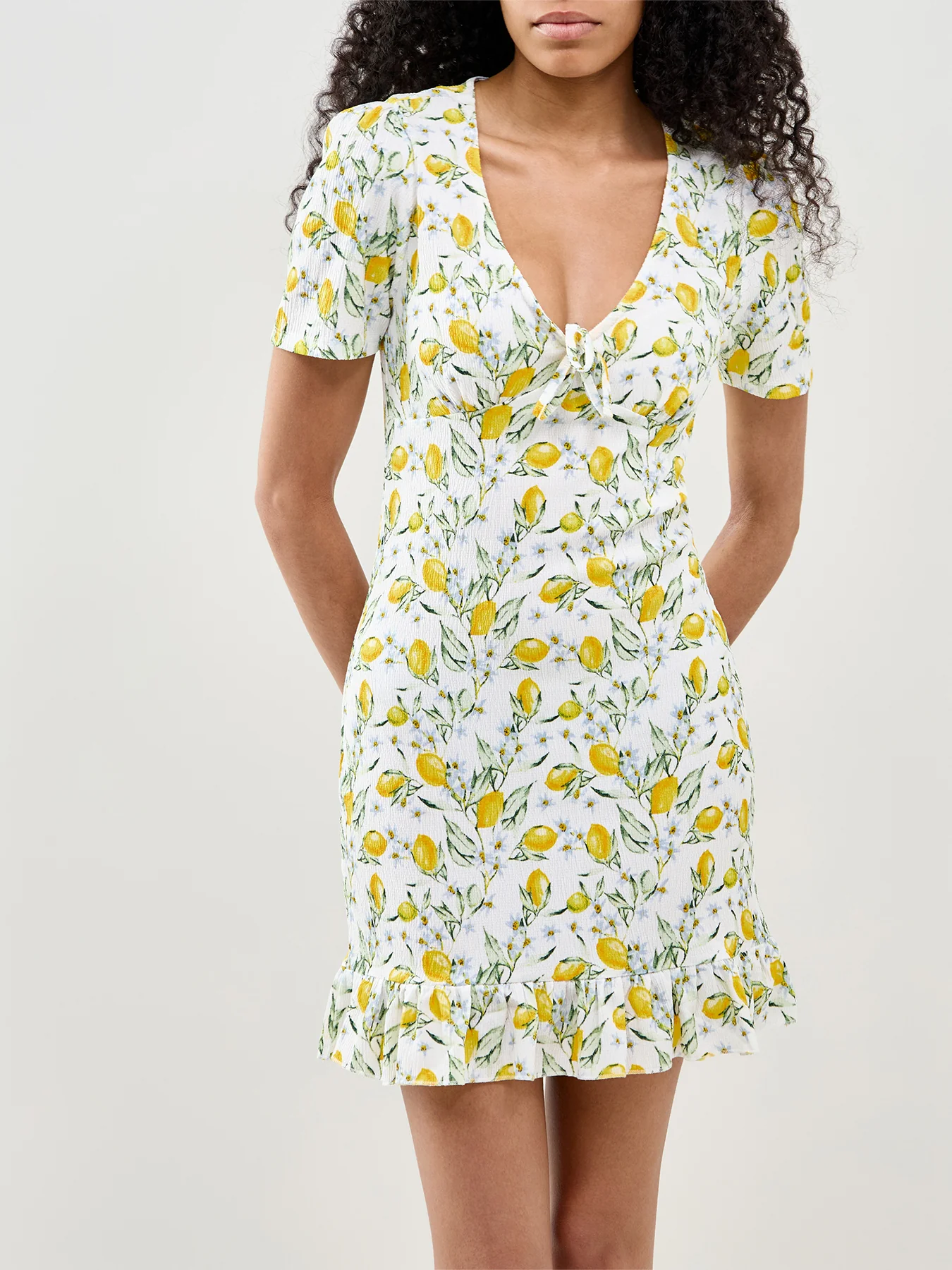 Molly V-Neck Mini Dress Printed Multi - Image 4