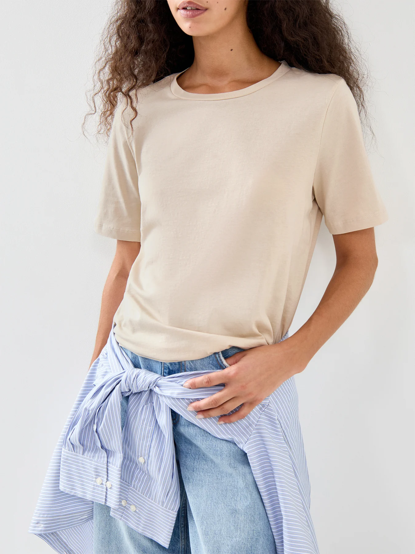 Short Sleeve T Shirt Beige - Image 3