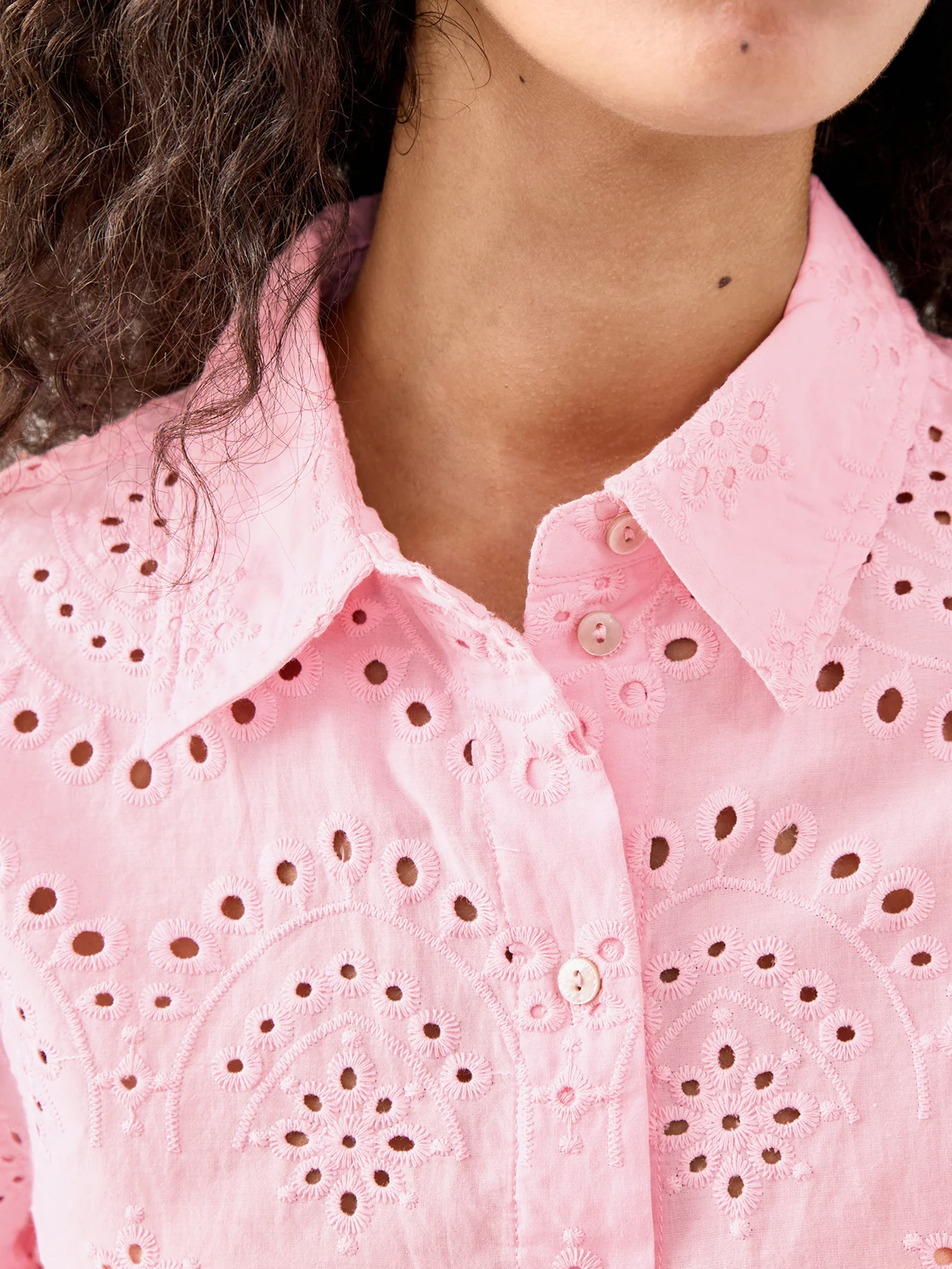 Valais Long Sleeve Cotton Shirt Pink - Image 3