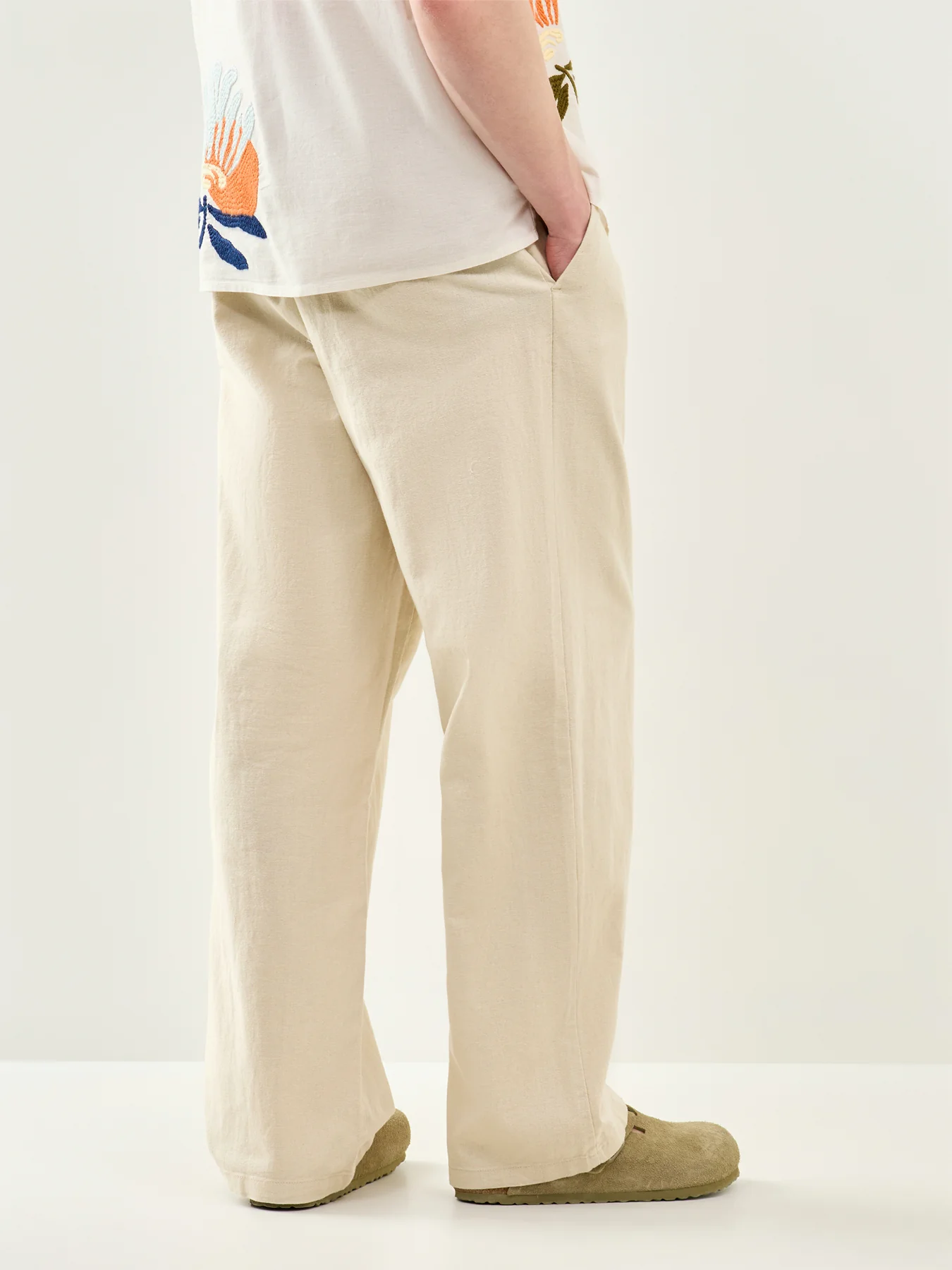 Bob Cotton Linen Loose Trousers Beige - Image 5