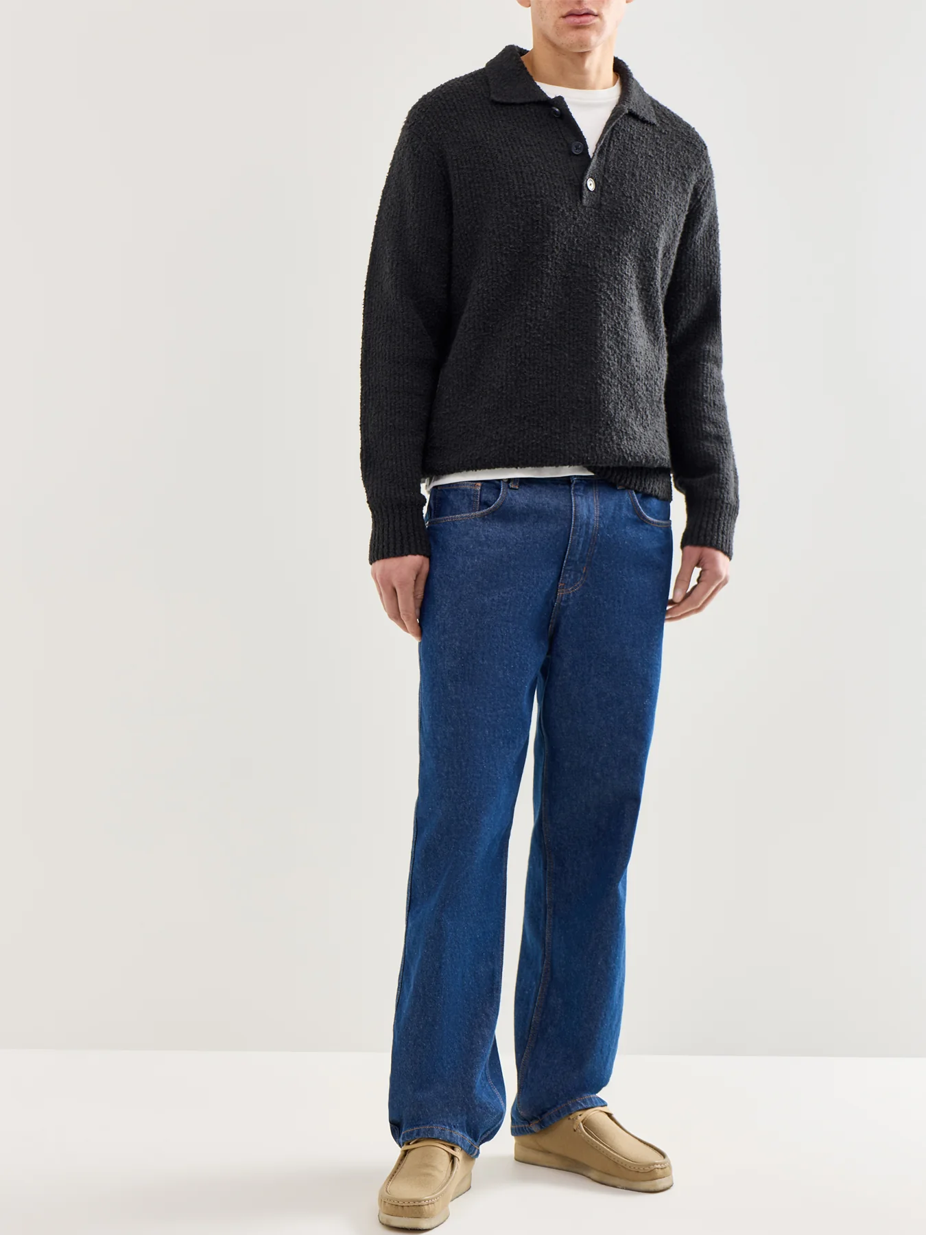 Onsdale Relaxed Long Sleeve Polo Knit Black - Image 2