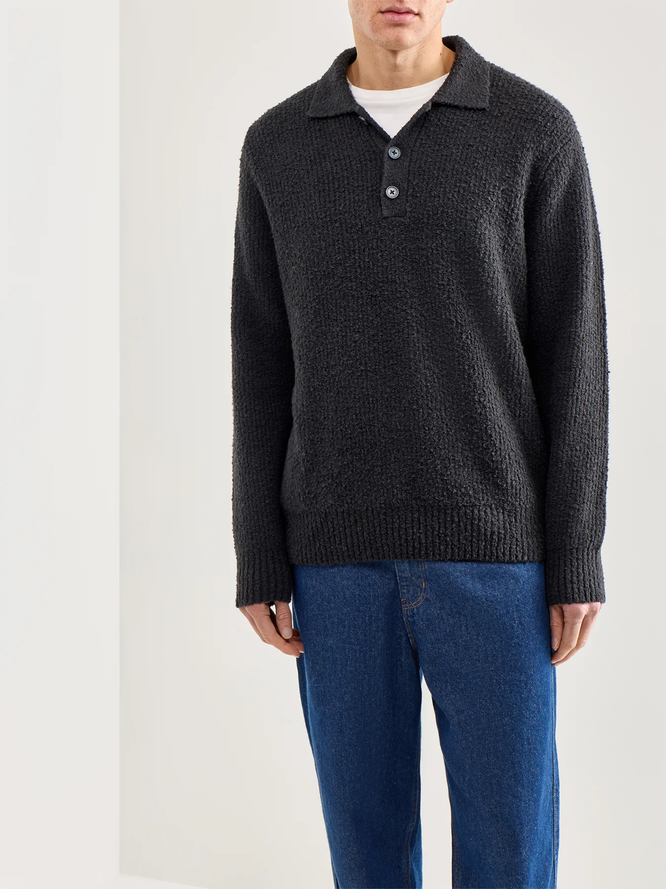 Onsdale Relaxed Long Sleeve Polo Knit Black - Image 4