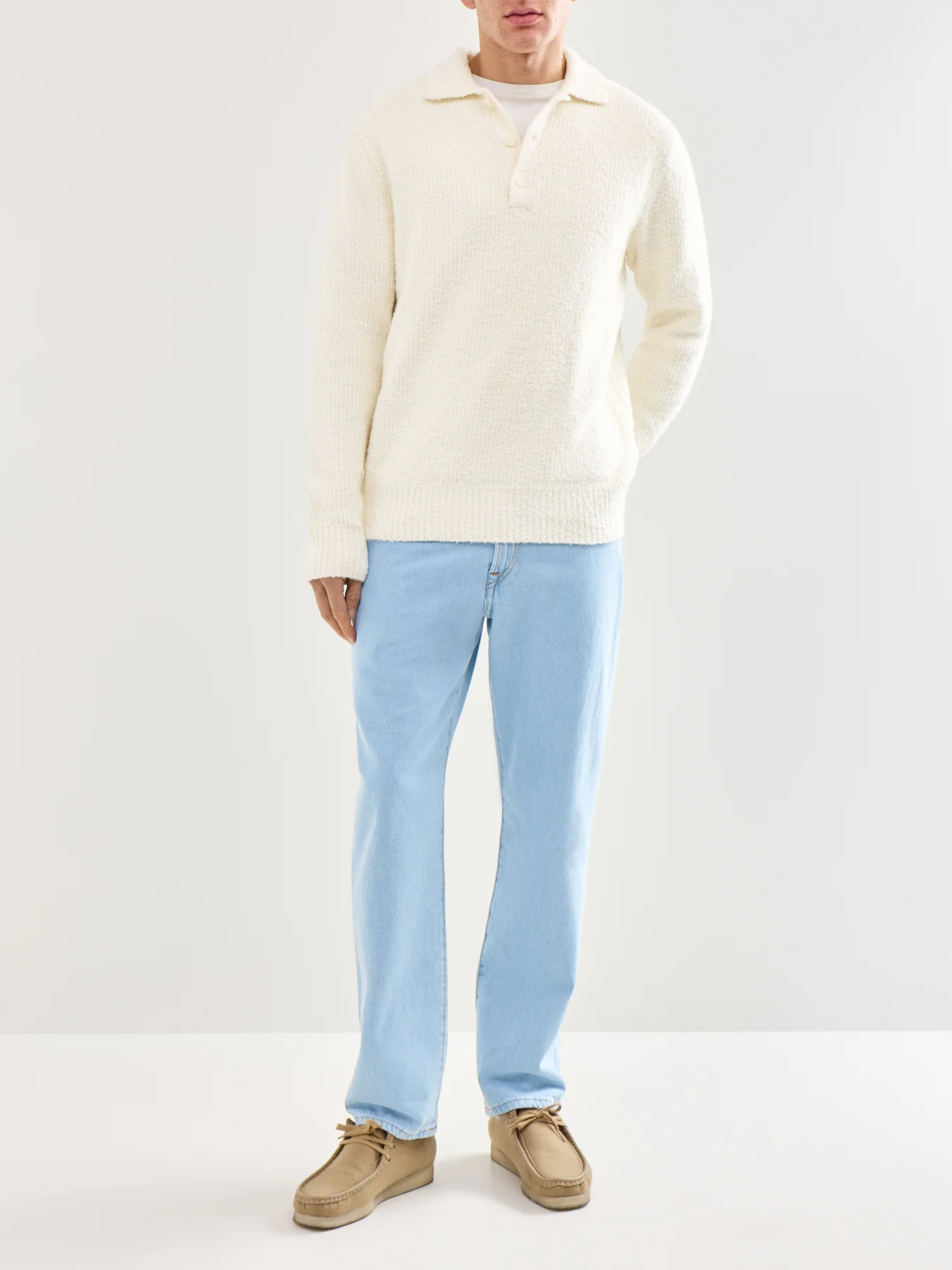 Onsdale Relaxed Long Sleeve Polo Knit Cream - Image 2
