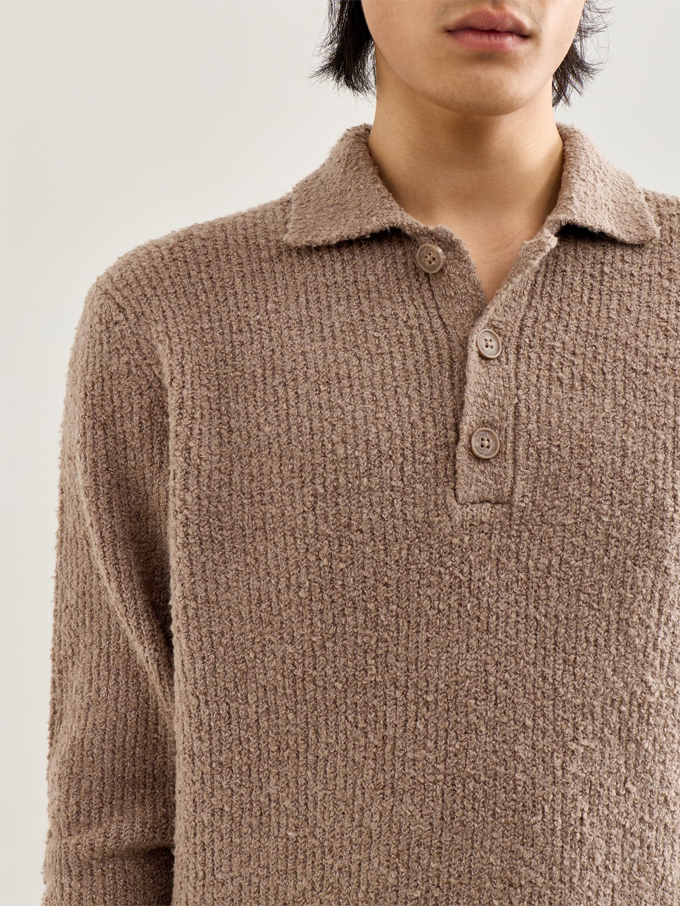 Onsdale Relaxed Long Sleeve Polo Knit Brown - Image 3