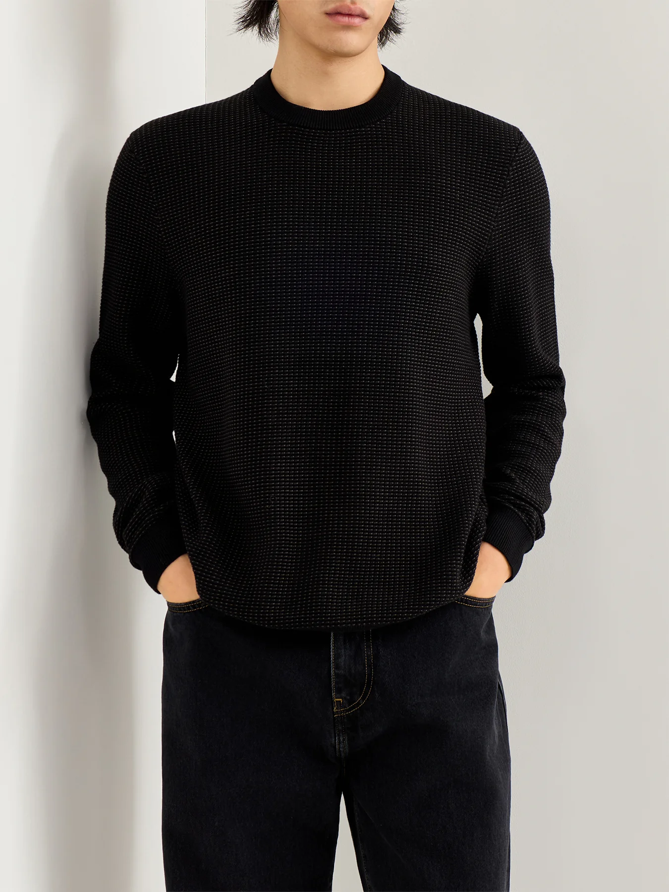 Onsdave Regular Long Sleeve Crew Neck Knit Black - Image 4