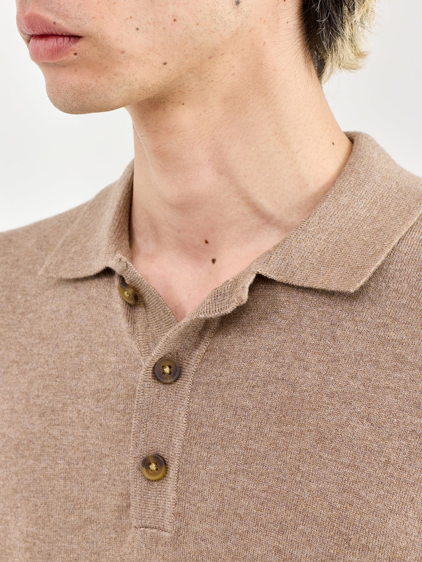 Loui Long Sleeve Polo Shirt Beige - Image 3