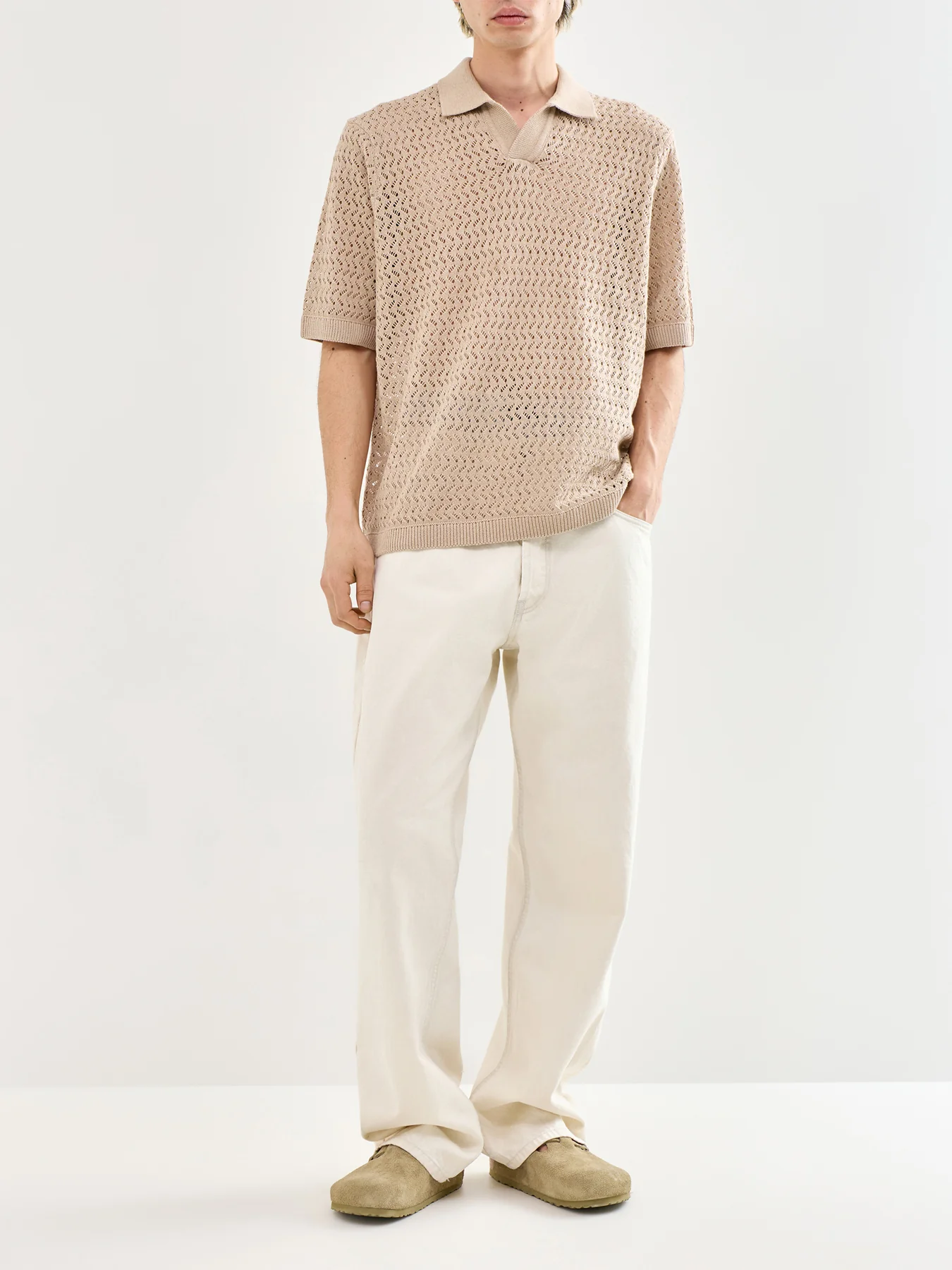 Nyle Split Polo Shirt Beige - Image 2