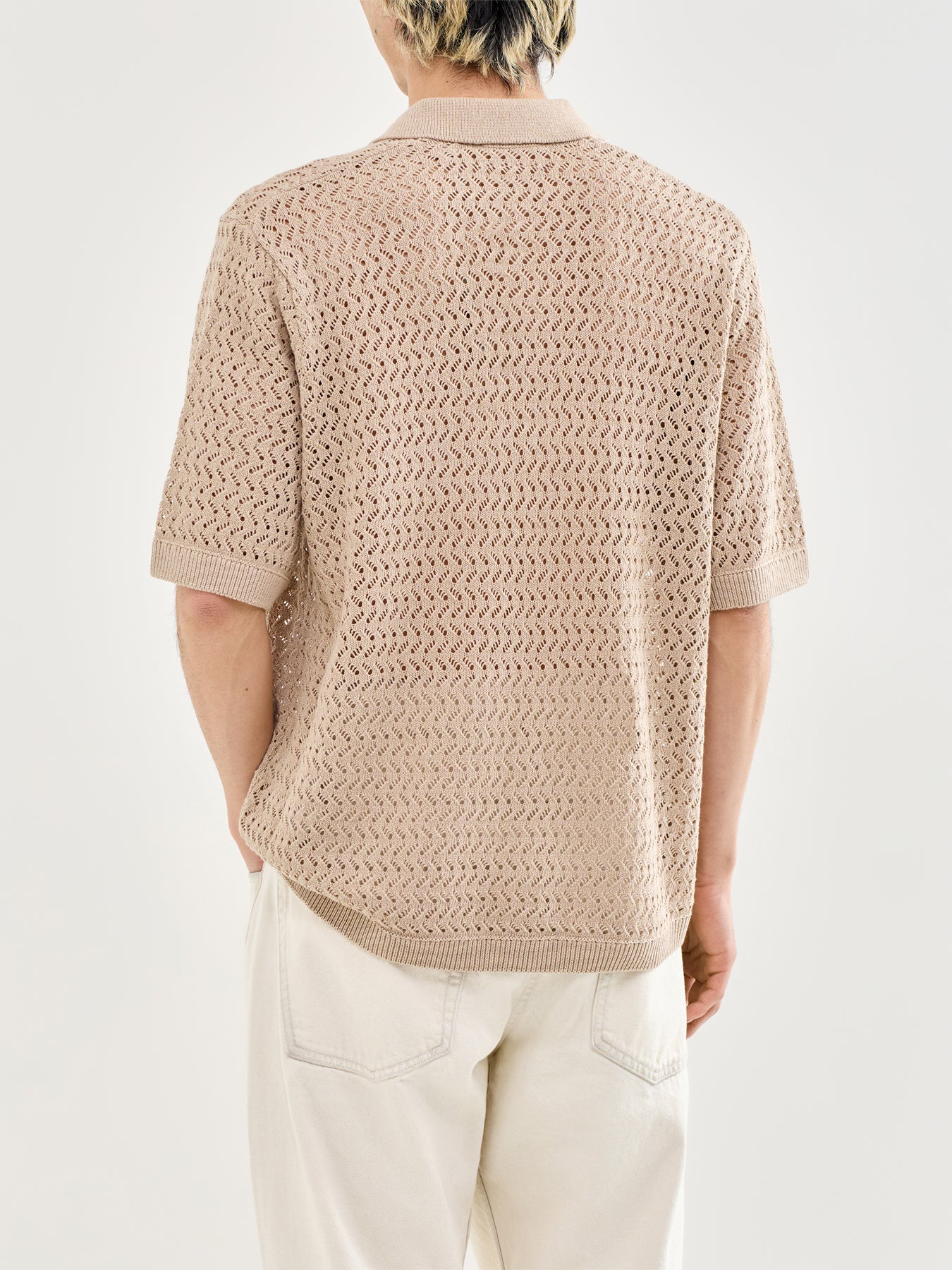 Nyle Split Polo Shirt Beige - Image 5