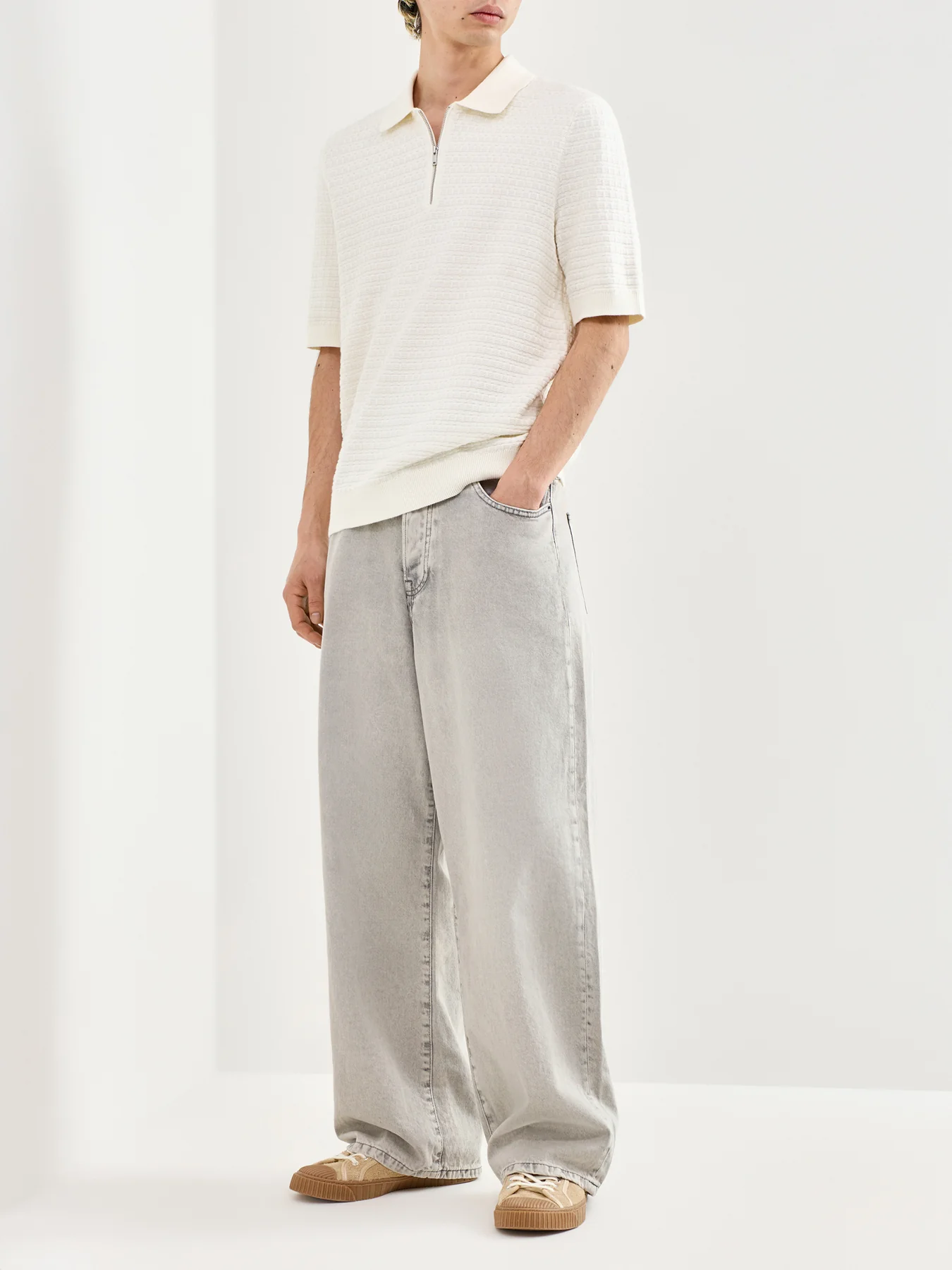 Remi Wide Leg Denim Trousers Grey - Image 2