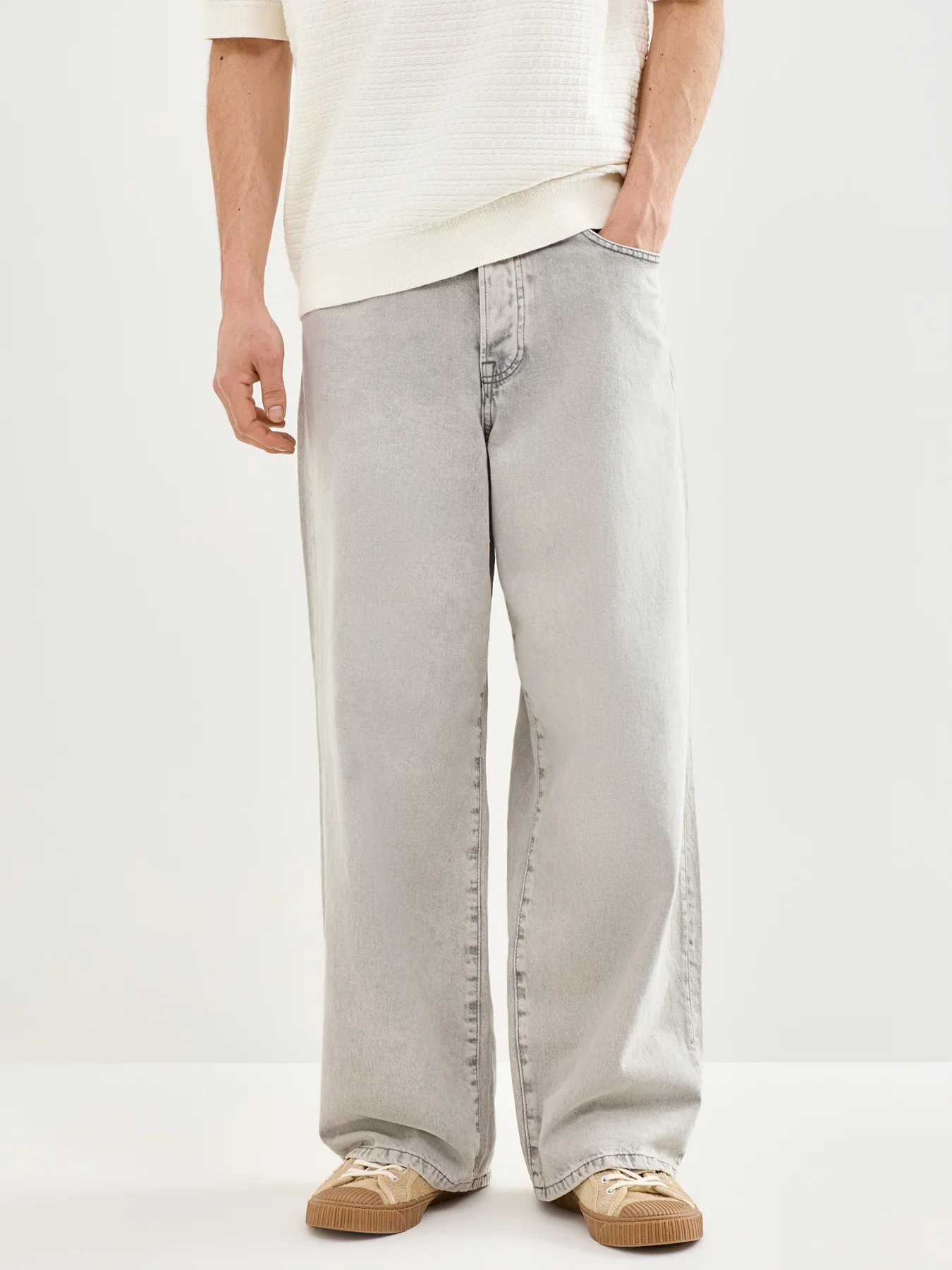 Remi Wide Leg Denim Trousers Grey - Image 4
