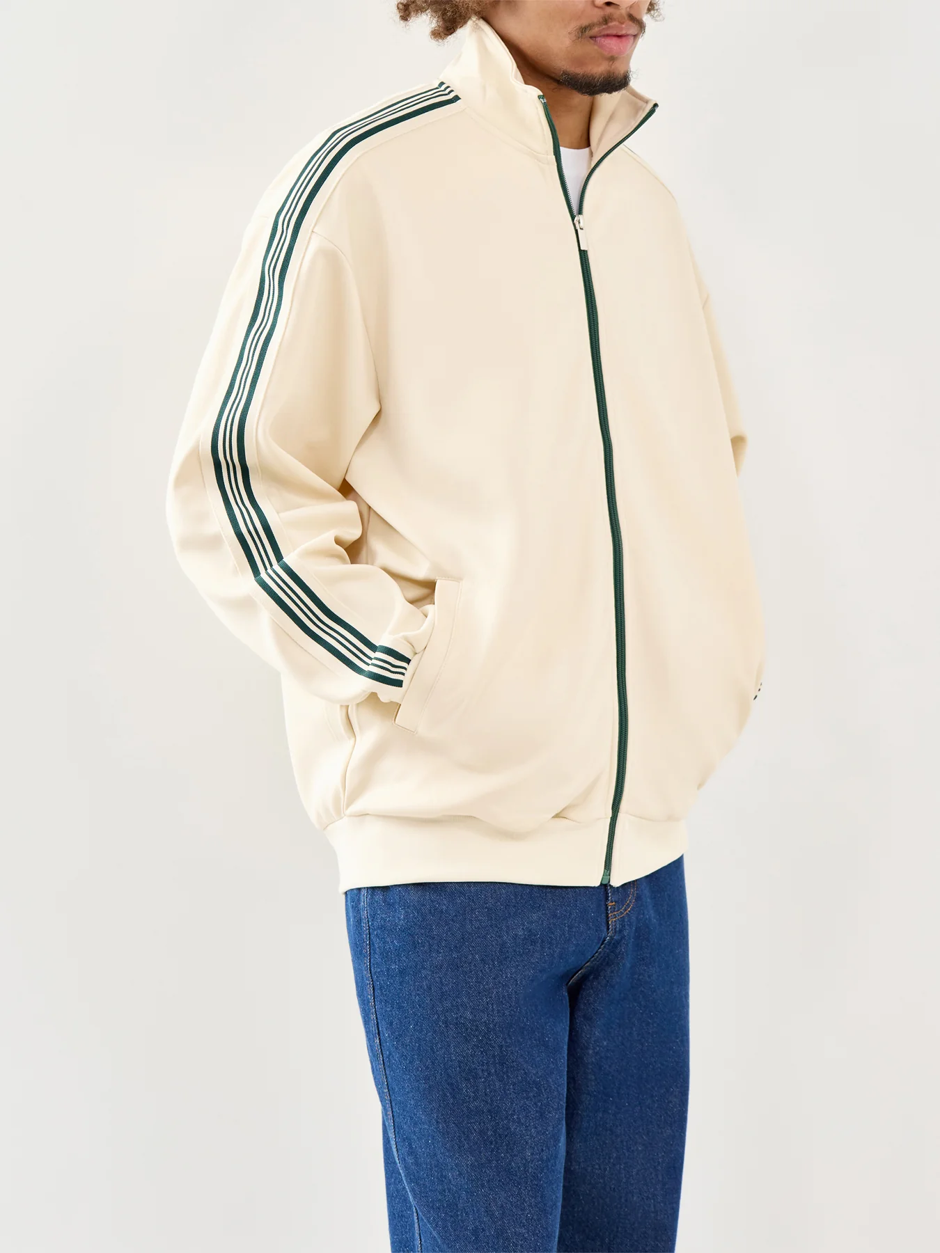 Onsriber Zip Stripe Track Sweatshirt Cream - Image 4