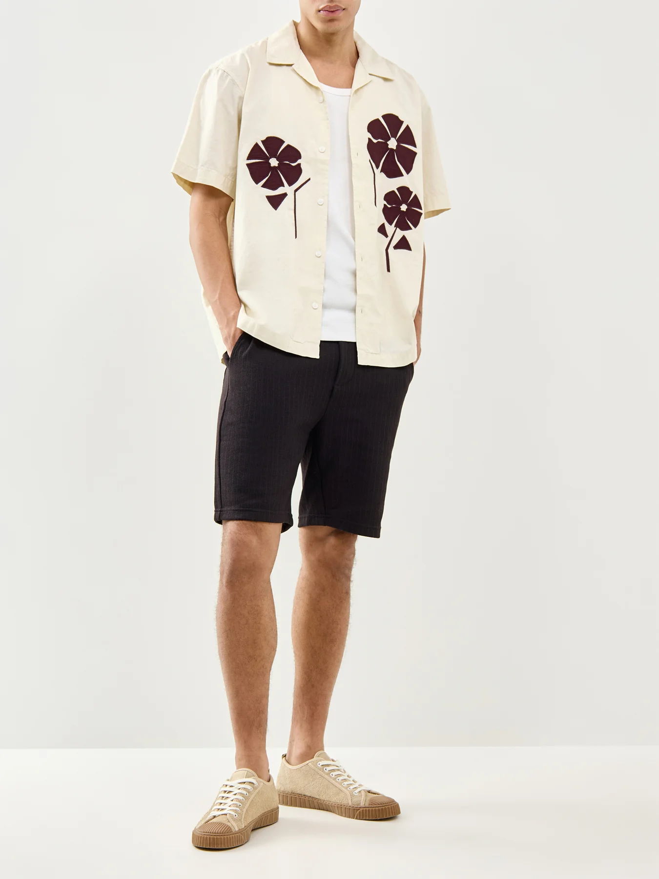 Seeren Embroidered Short Sleeve Shirt Cream - Image 2