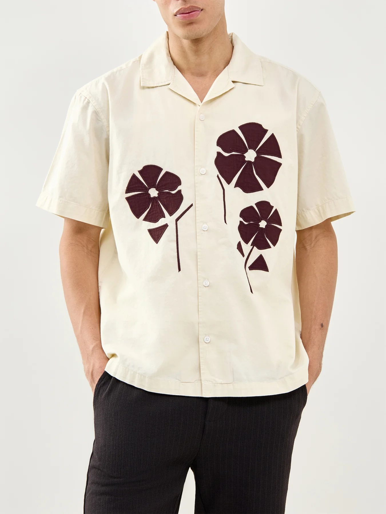 Seeren Embroidered Short Sleeve Shirt Cream - Image 4