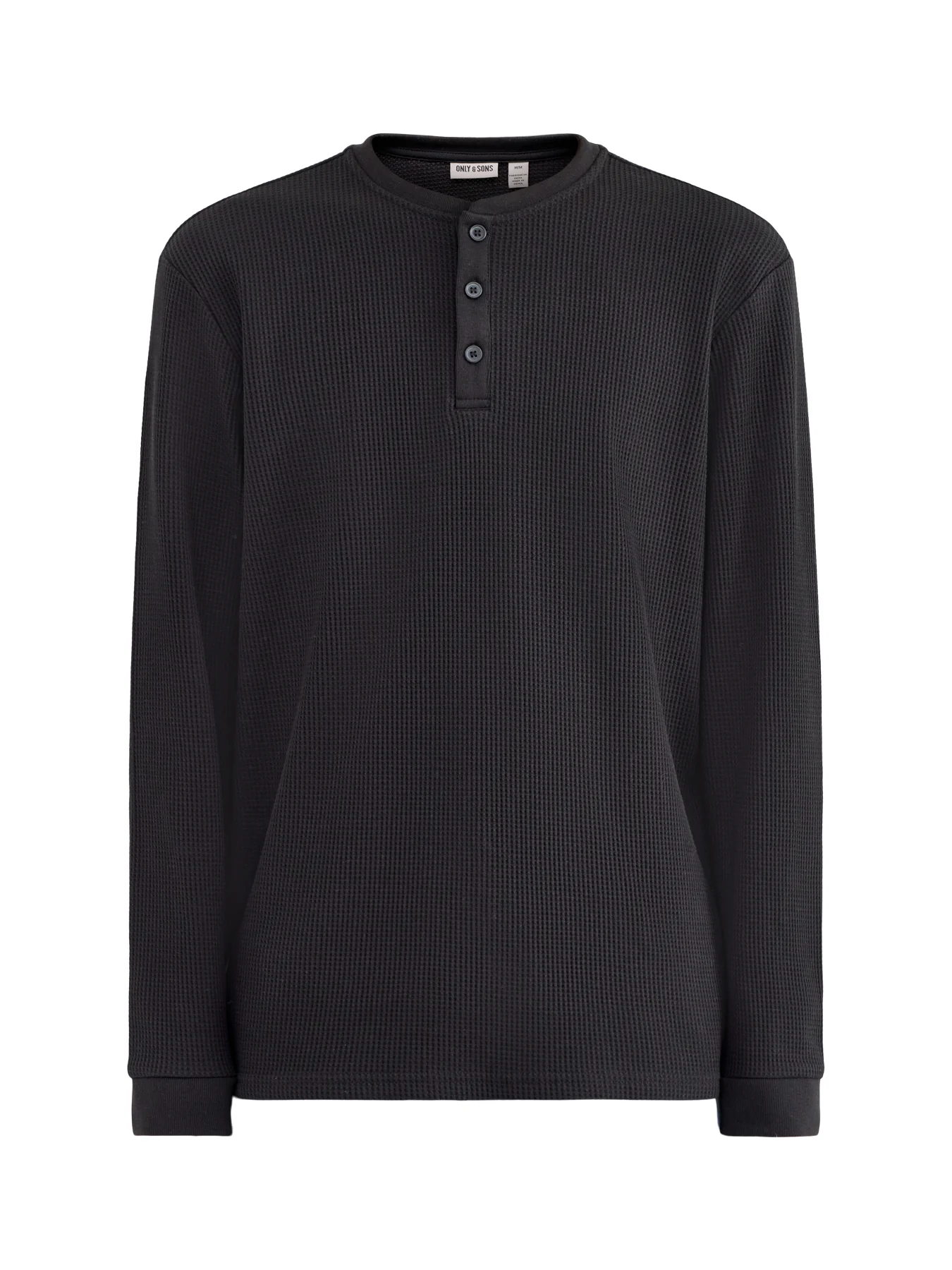 Stobie Long Sleeve Henley T-Shirt Black
