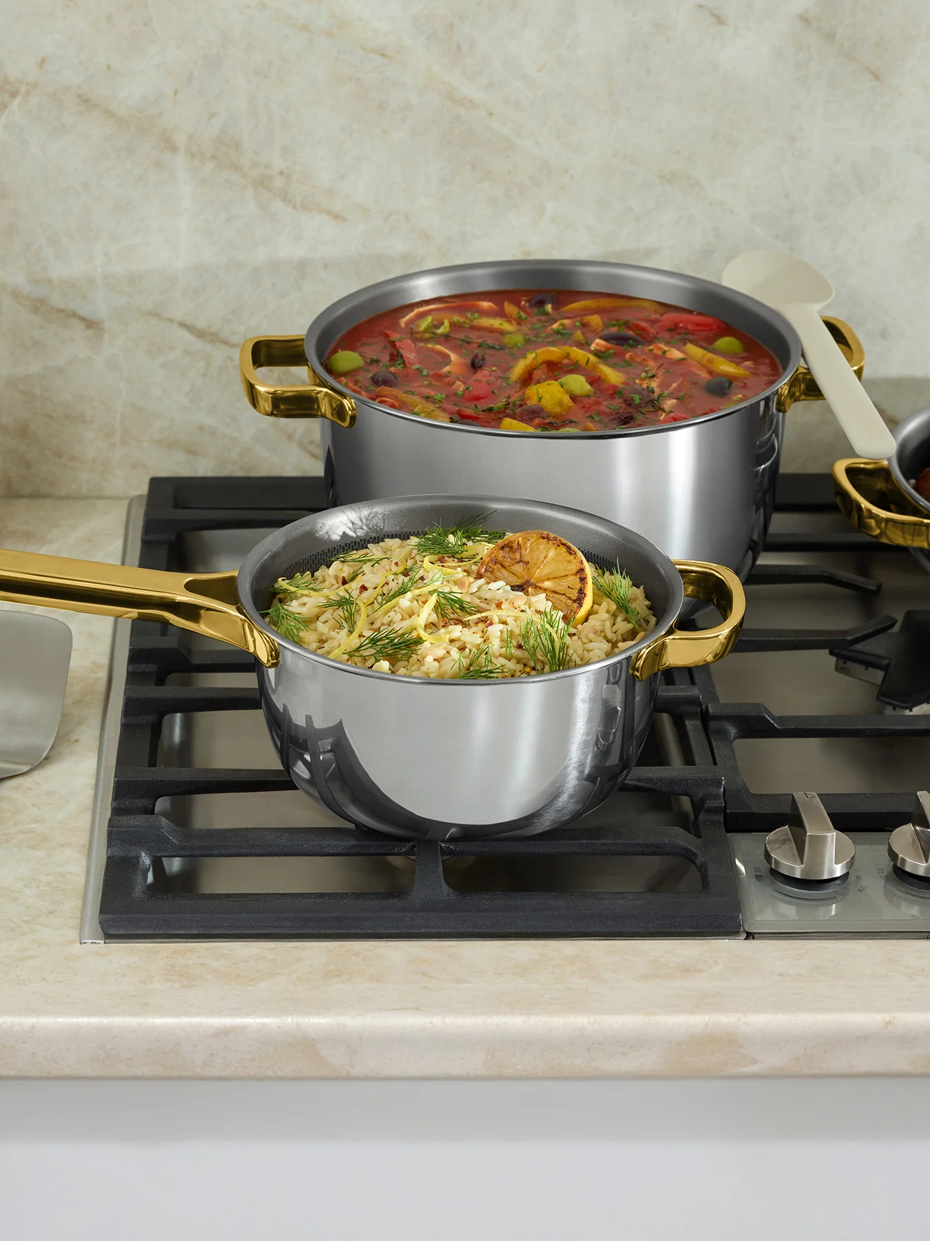 Titanium Pro Cookware Set Chrome/Gold - Image 4