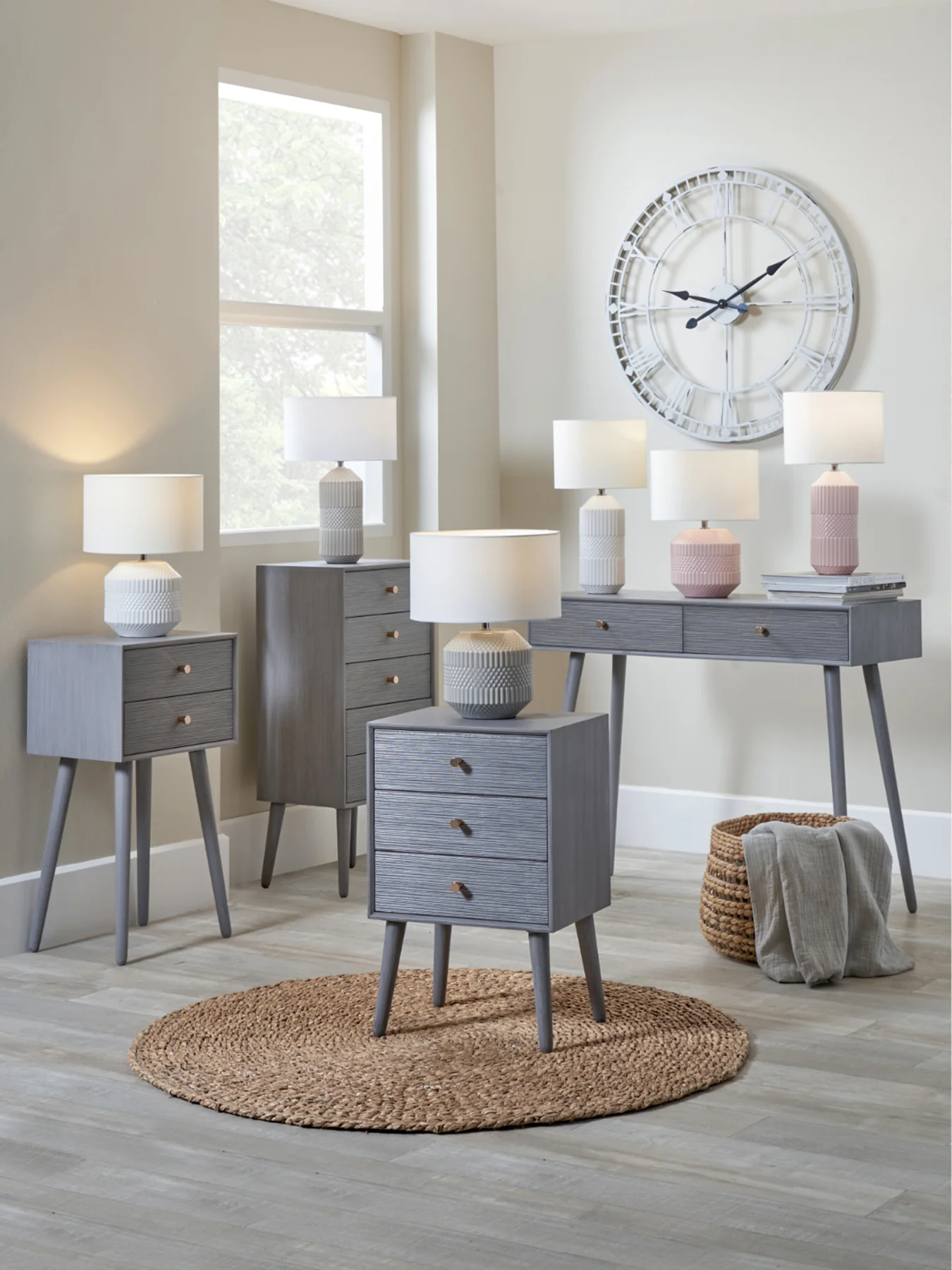 Geo Ceramic Table Lamp Grey - Image 2