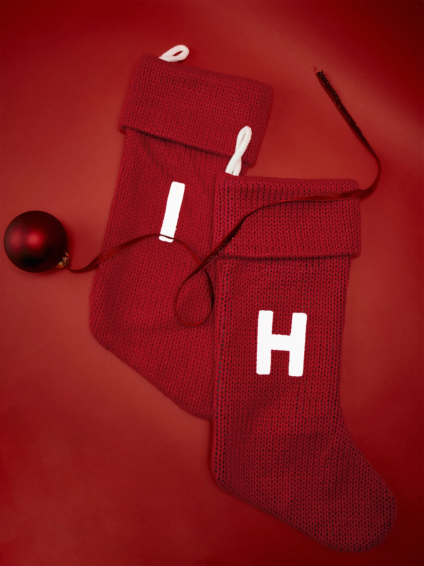 Alphabet Velvet Christmas Stocking H - Image 2