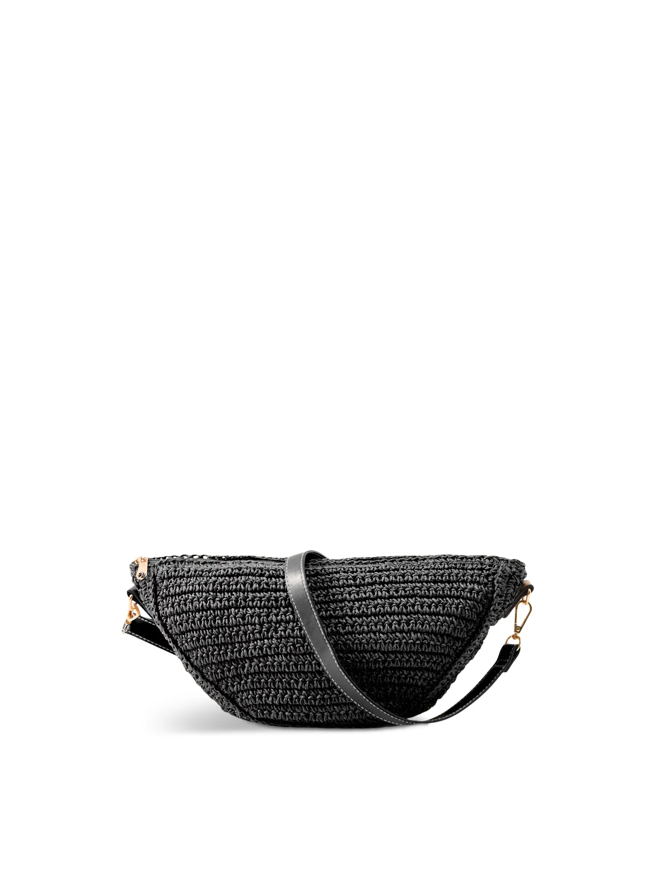 Summer Paper Straw Bum Bag Black